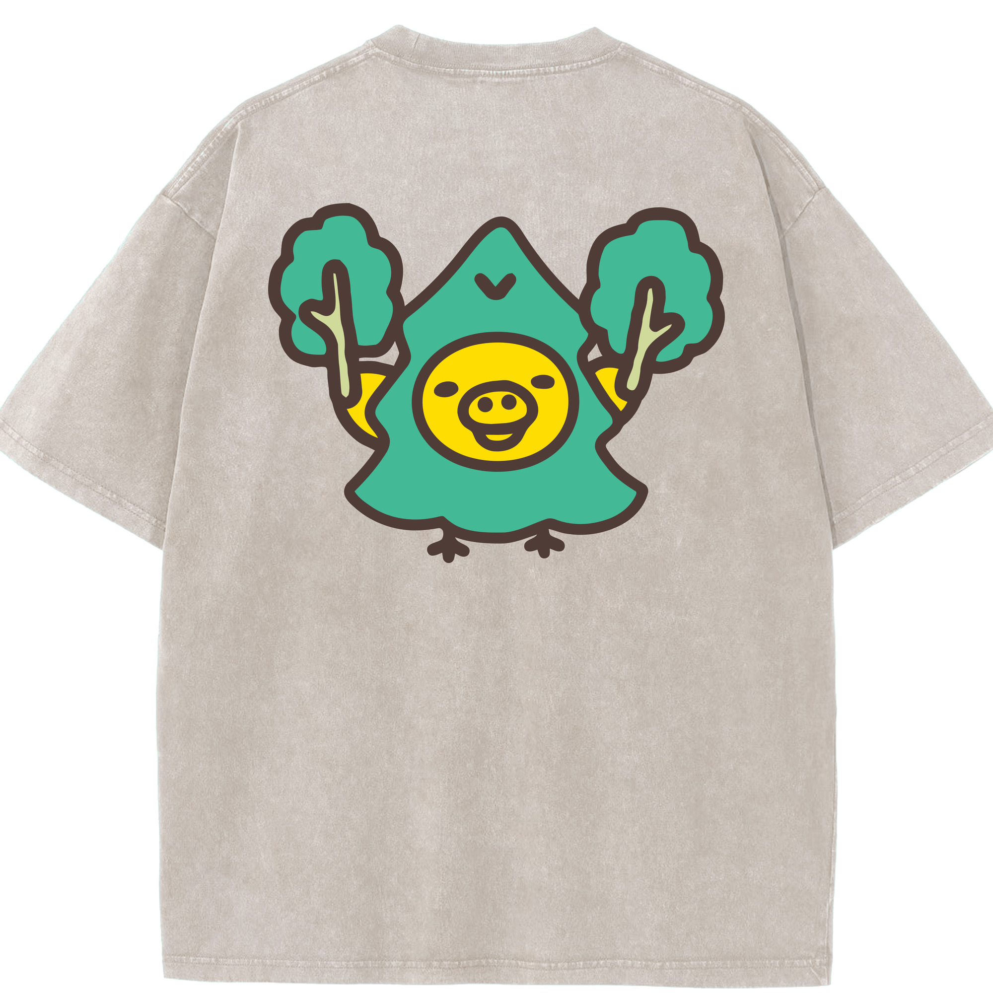 （画像用） リラックマ リラックマ キイロイトリ Rilakkuma Korilakkuma Kiiroitori 綿100% ヴィンテージ風 半袖Tシャツ（背面プリント）