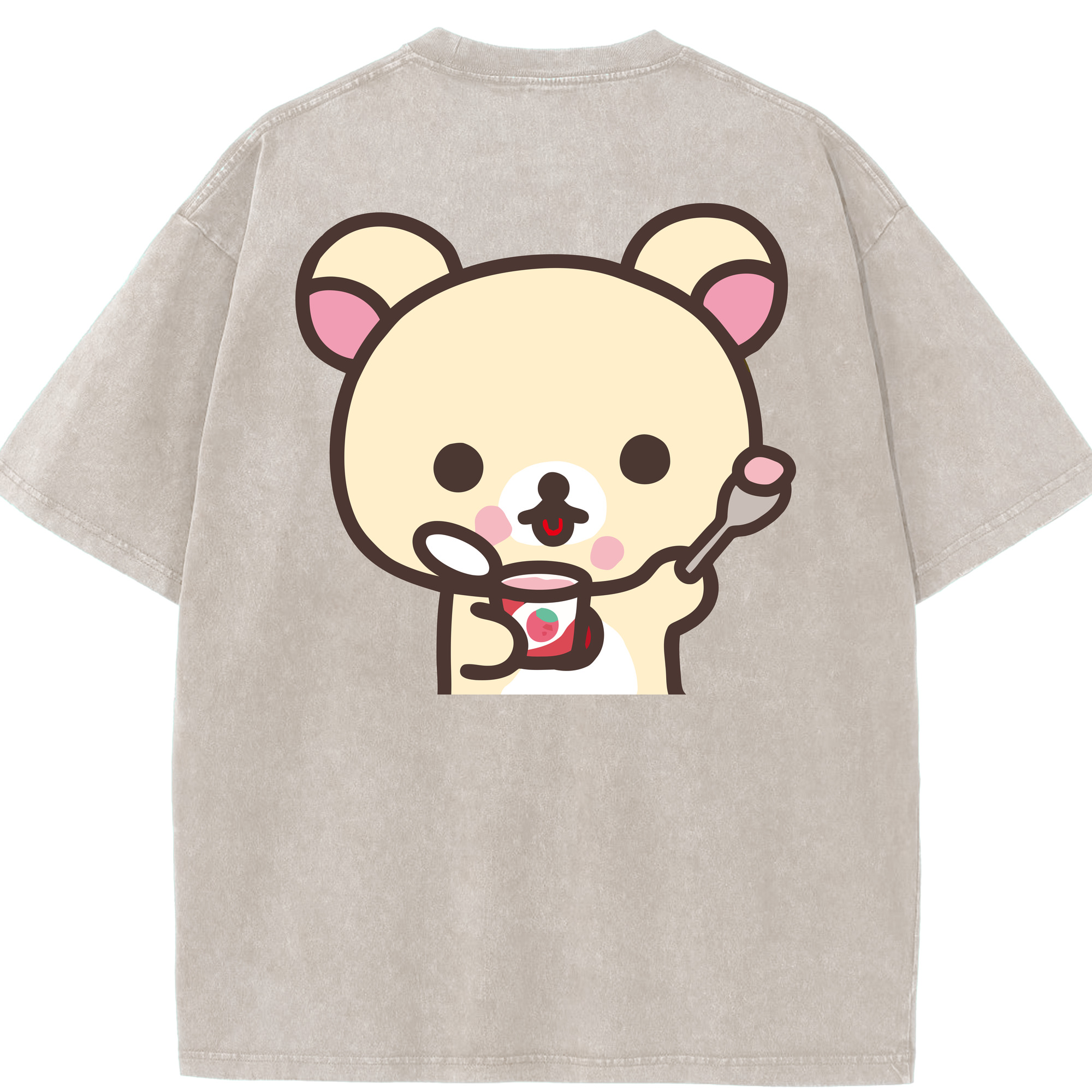 （画像用） リラックマ リラックマ キイロイトリ Rilakkuma Korilakkuma Kiiroitori 綿100% ヴィンテージ風 半袖Tシャツ（背面プリント）