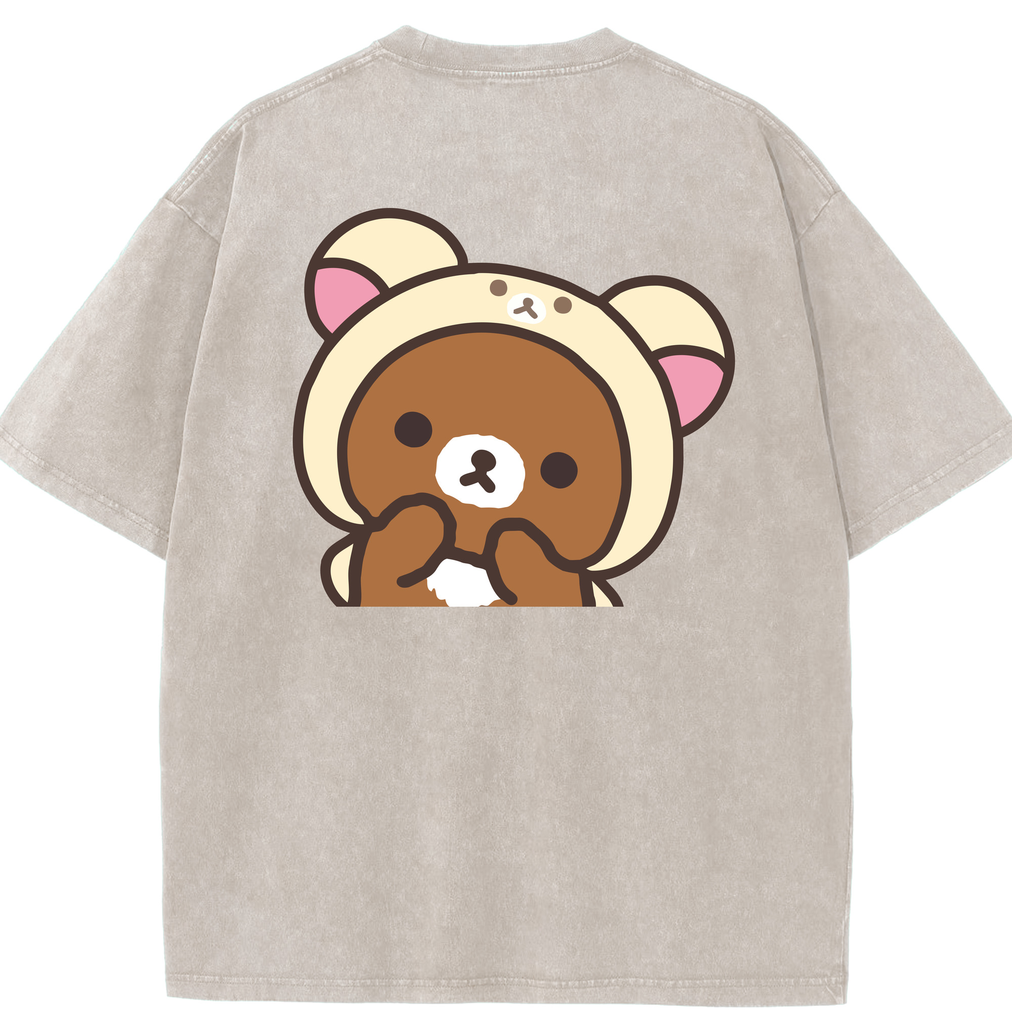 （画像用） リラックマ リラックマ キイロイトリ Rilakkuma Korilakkuma Kiiroitori 綿100% ヴィンテージ風 半袖Tシャツ（背面プリント）