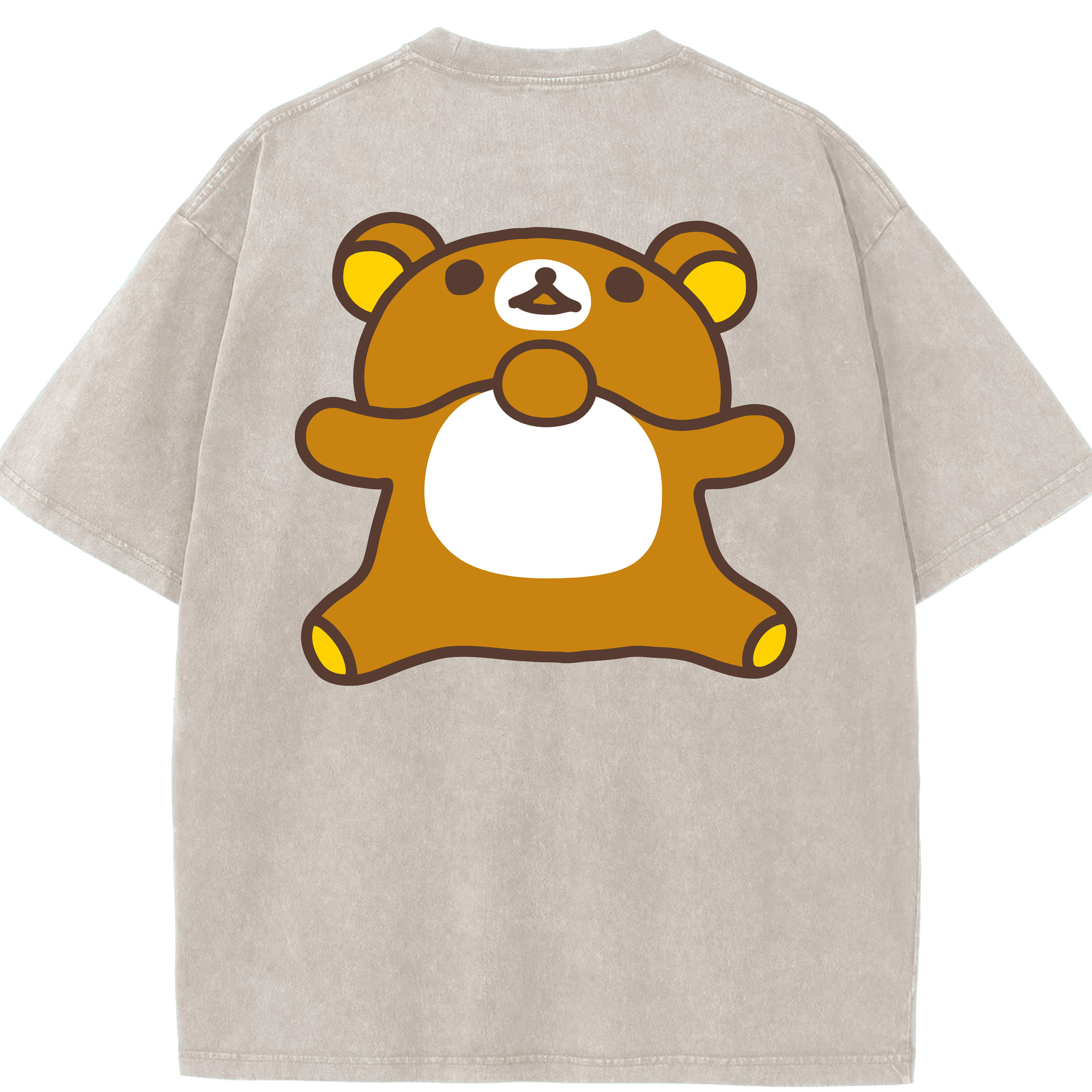 （画像用） リラックマ リラックマ キイロイトリ Rilakkuma Korilakkuma Kiiroitori 綿100% ヴィンテージ風 半袖Tシャツ（背面プリント）