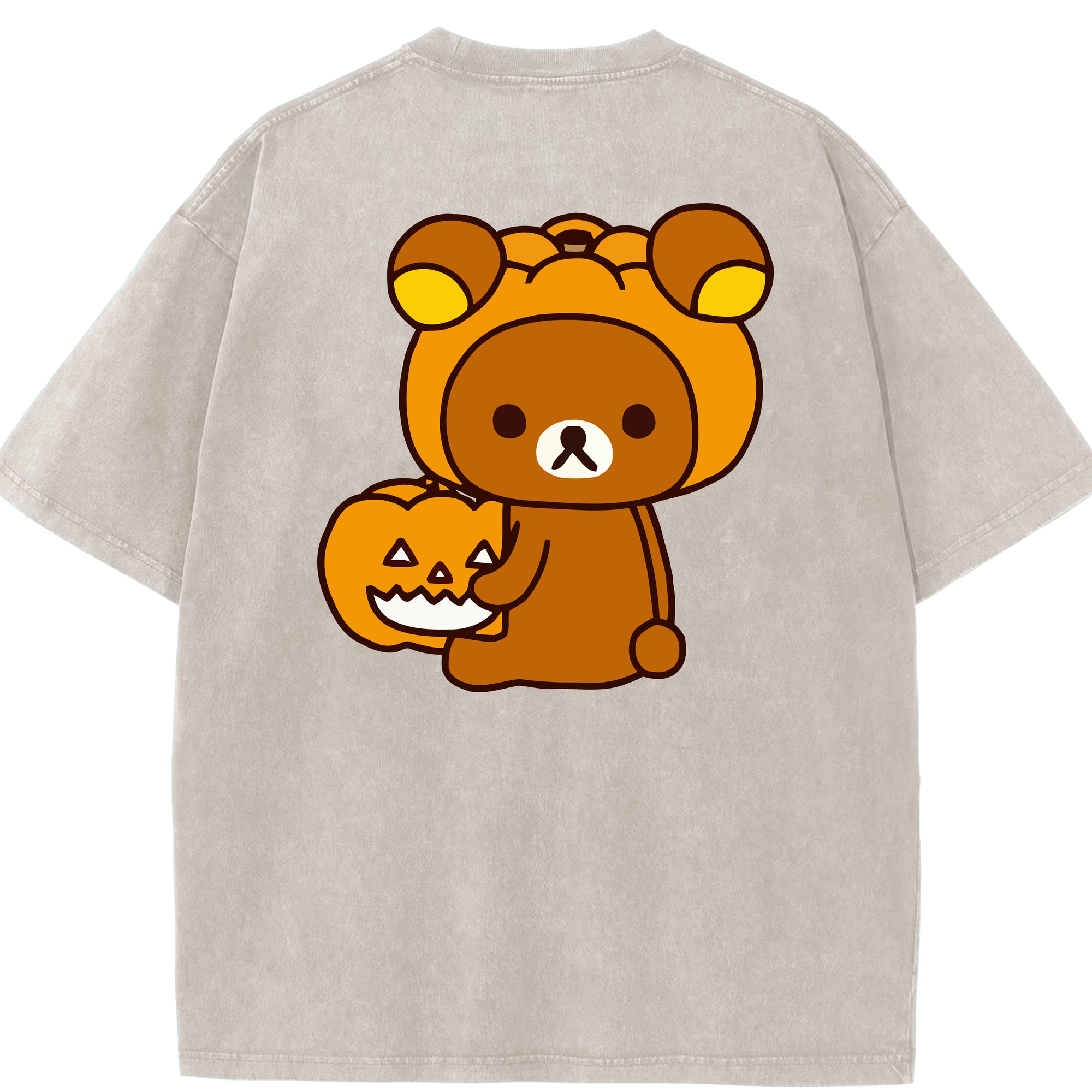 （画像用） リラックマ リラックマ キイロイトリ Rilakkuma Korilakkuma Kiiroitori 綿100% ヴィンテージ風 半袖Tシャツ（背面プリント）