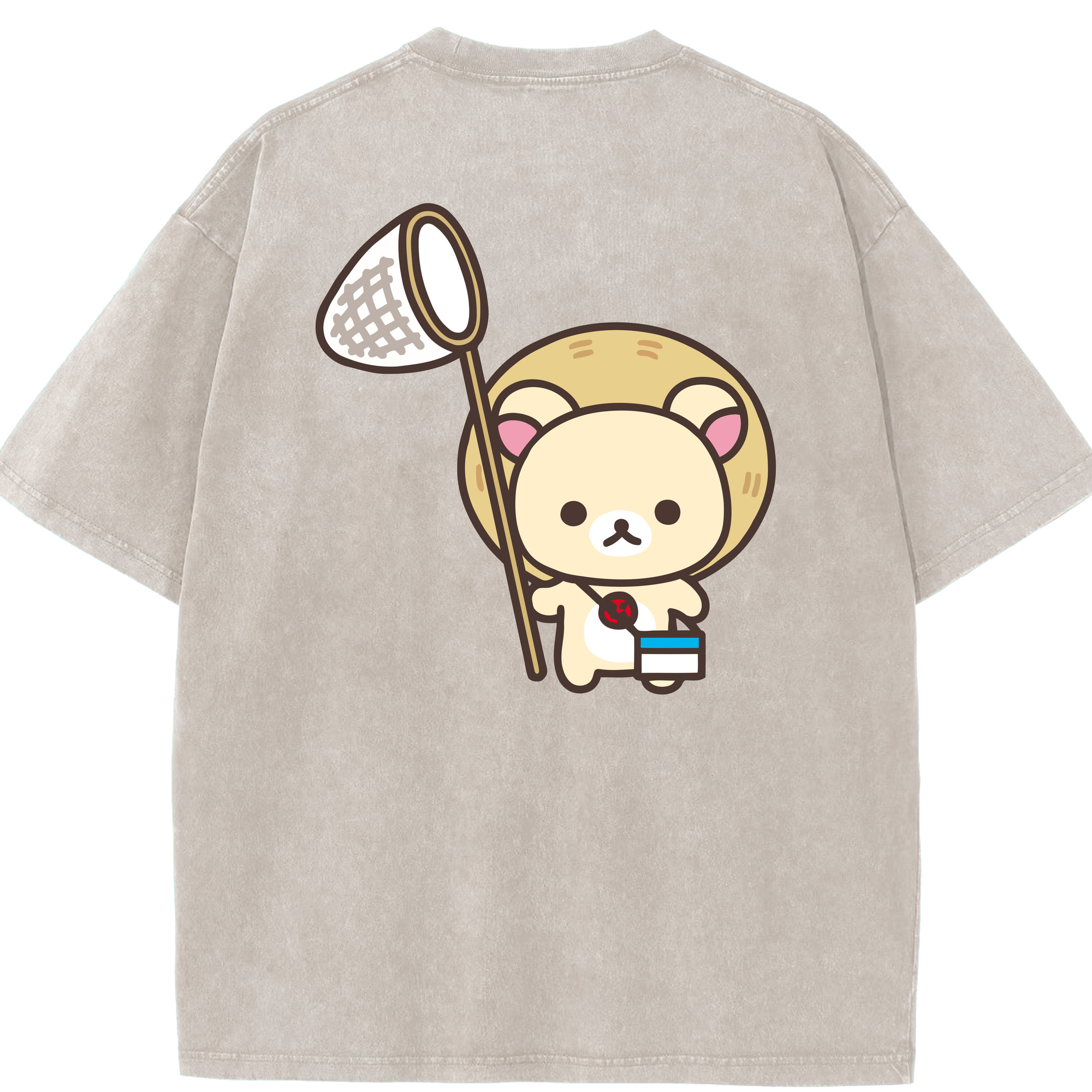 （画像用） リラックマ リラックマ キイロイトリ Rilakkuma Korilakkuma Kiiroitori 綿100% ヴィンテージ風 半袖Tシャツ（背面プリント）