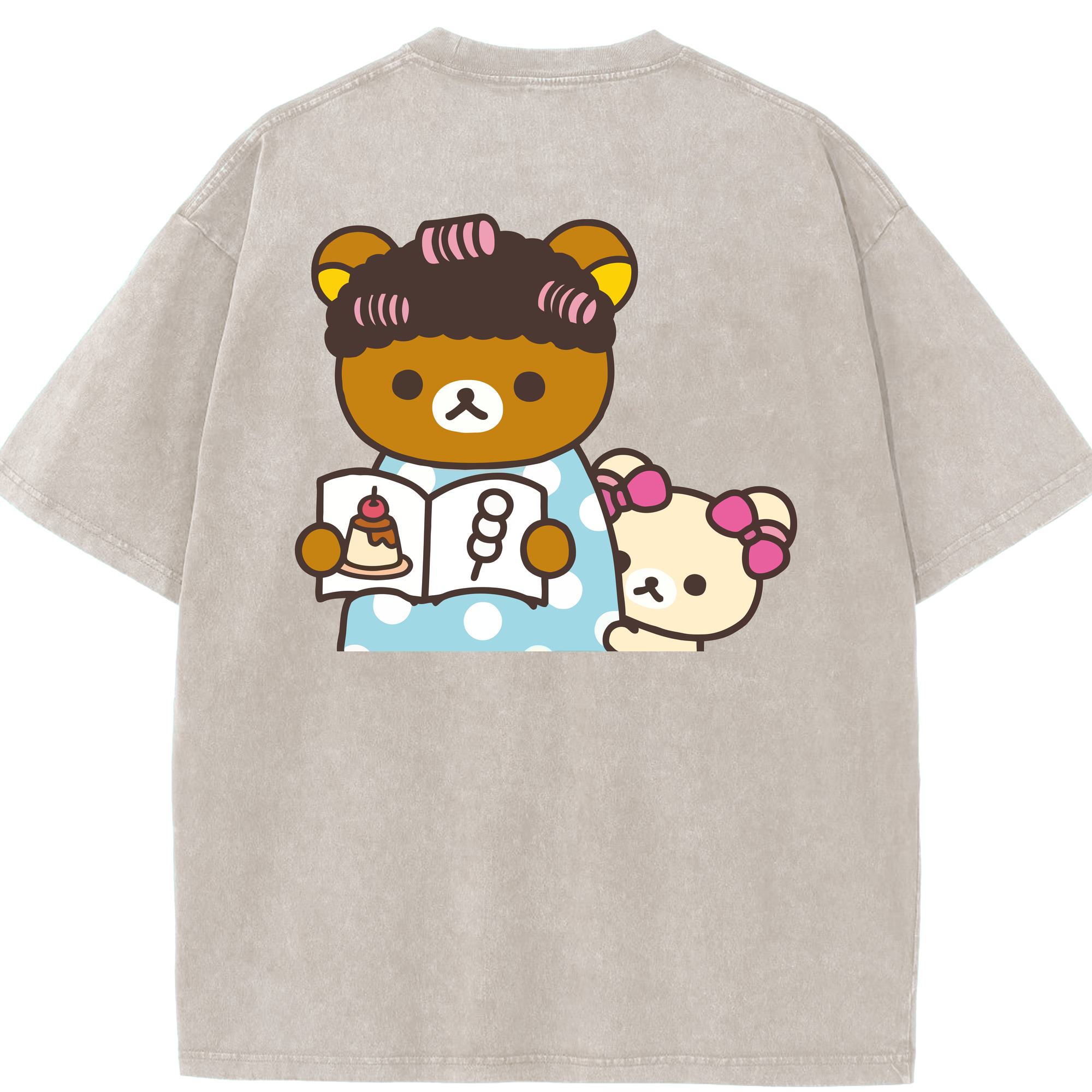 （画像用） リラックマ リラックマ キイロイトリ Rilakkuma Korilakkuma Kiiroitori 綿100% ヴィンテージ風 半袖Tシャツ（背面プリント）