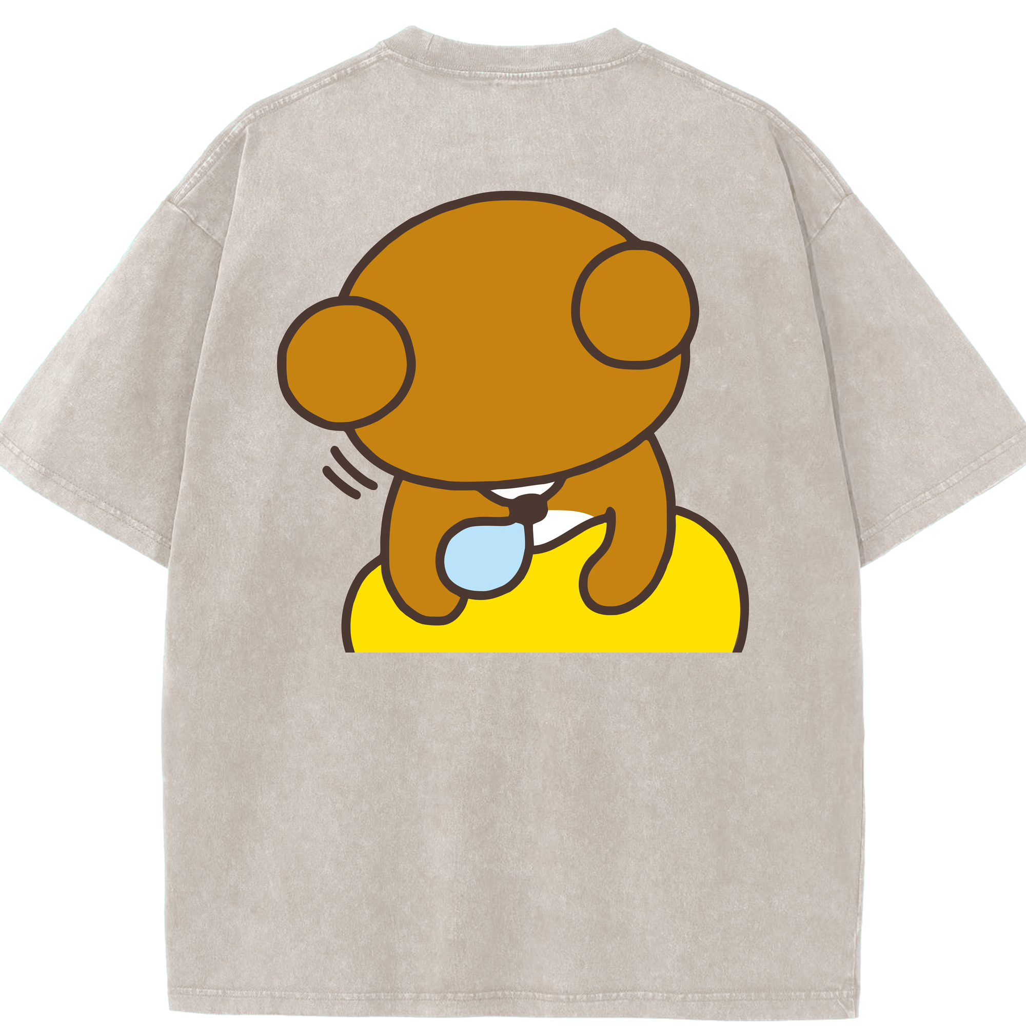 （画像用） リラックマ リラックマ キイロイトリ Rilakkuma Korilakkuma Kiiroitori 綿100% ヴィンテージ風 半袖Tシャツ（背面プリント）