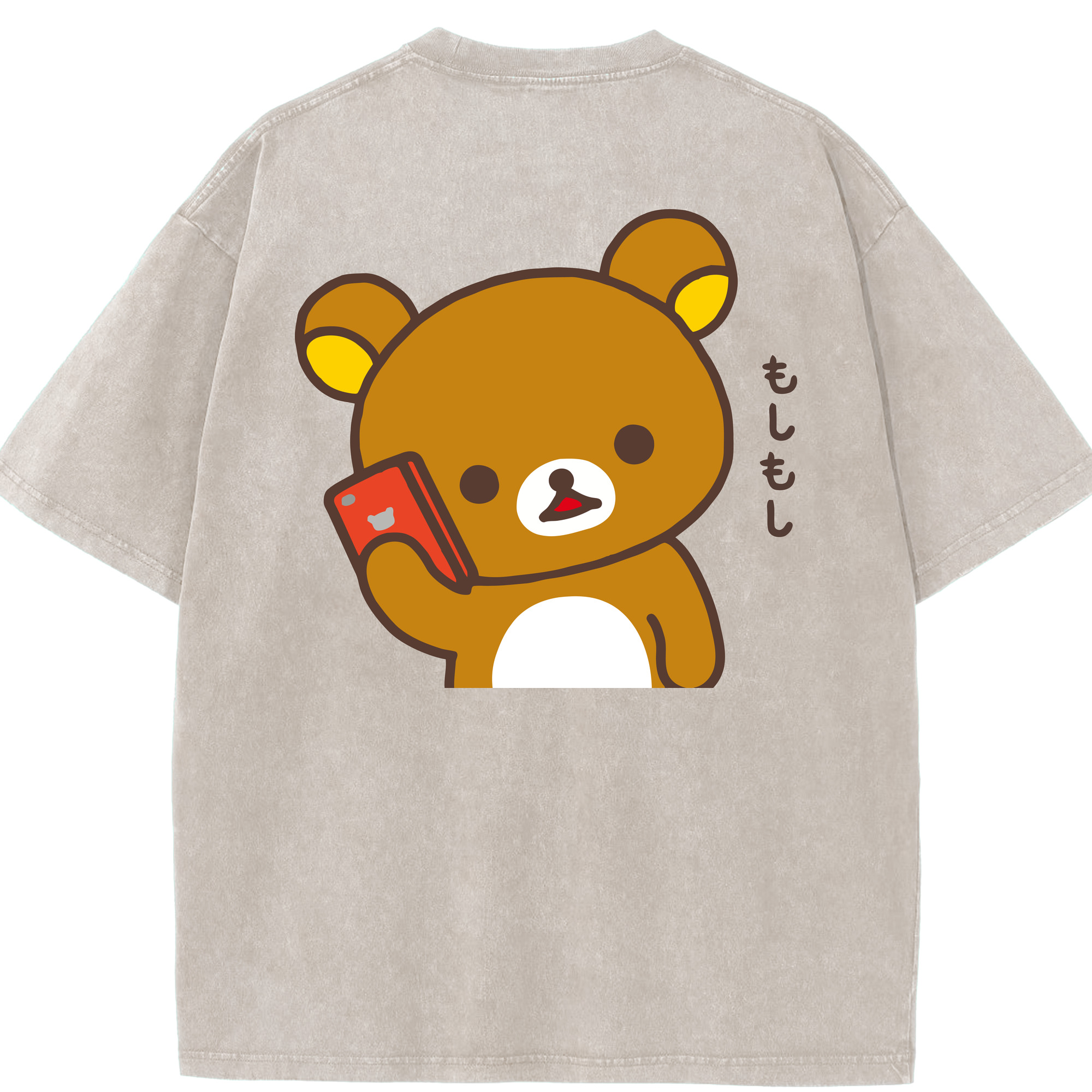 （画像用） リラックマ リラックマ キイロイトリ Rilakkuma Korilakkuma Kiiroitori 綿100% ヴィンテージ風 半袖Tシャツ（背面プリント）