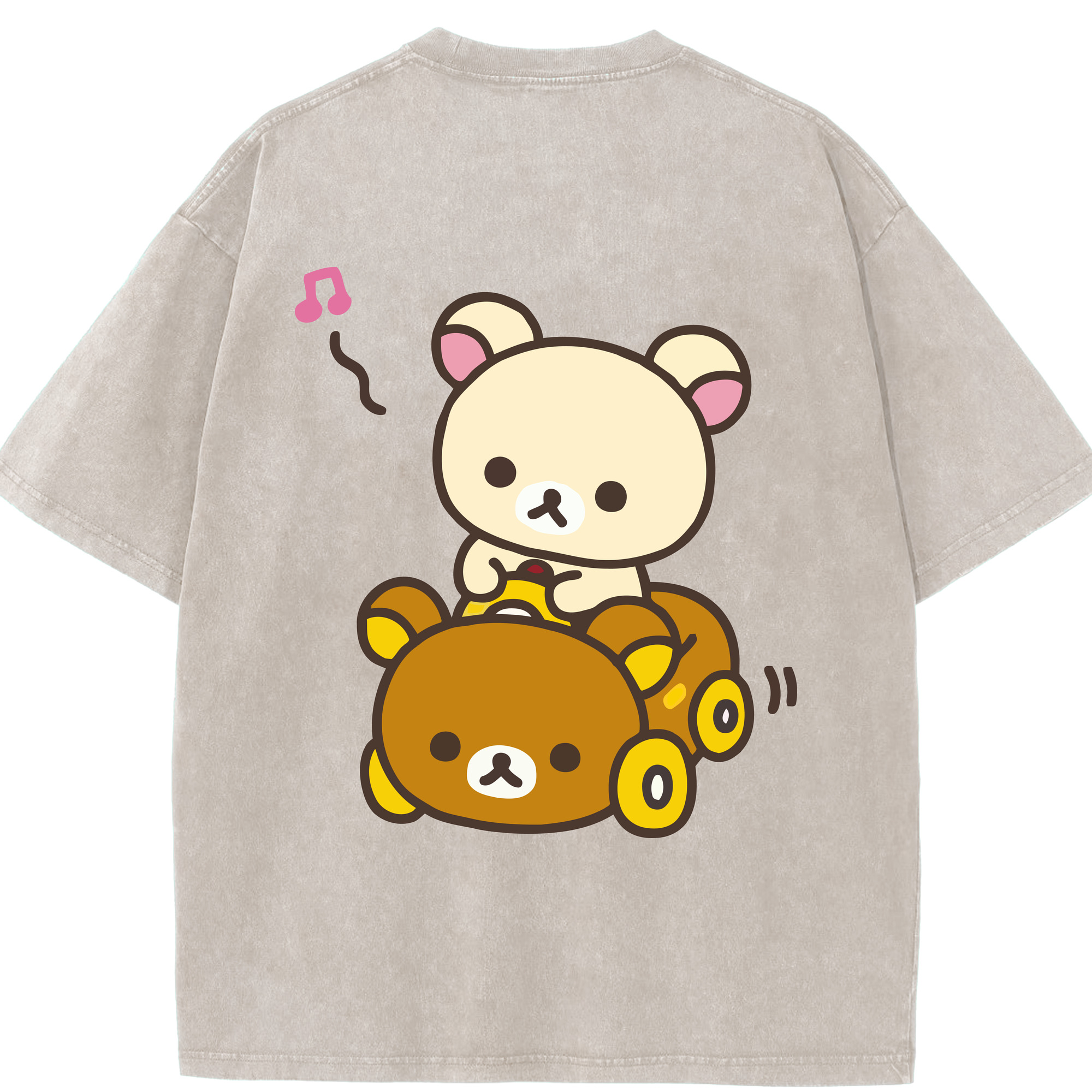 （画像用） リラックマ リラックマ キイロイトリ Rilakkuma Korilakkuma Kiiroitori 綿100% ヴィンテージ風 半袖Tシャツ（背面プリント）