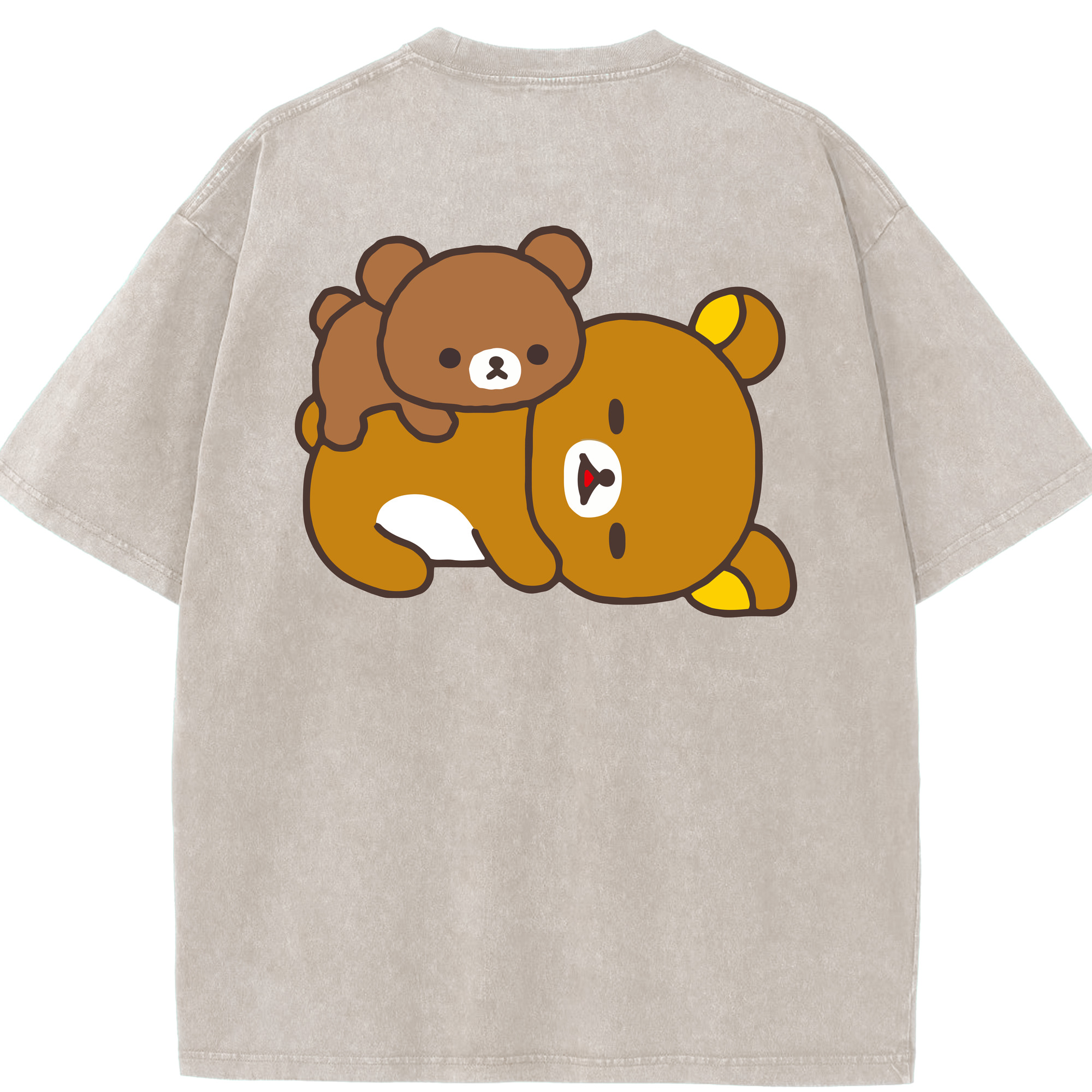 （画像用） リラックマ リラックマ キイロイトリ Rilakkuma Korilakkuma Kiiroitori 綿100% ヴィンテージ風 半袖Tシャツ（背面プリント）