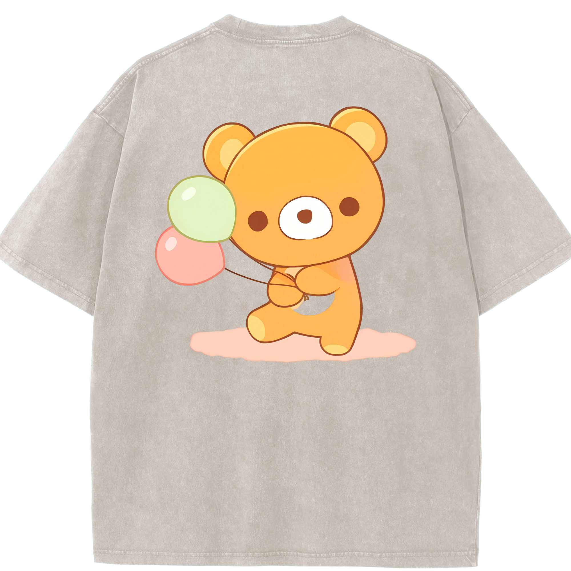 （画像用） リラックマ リラックマ キイロイトリ Rilakkuma Korilakkuma Kiiroitori 綿100% ヴィンテージ風 半袖Tシャツ（背面プリント）