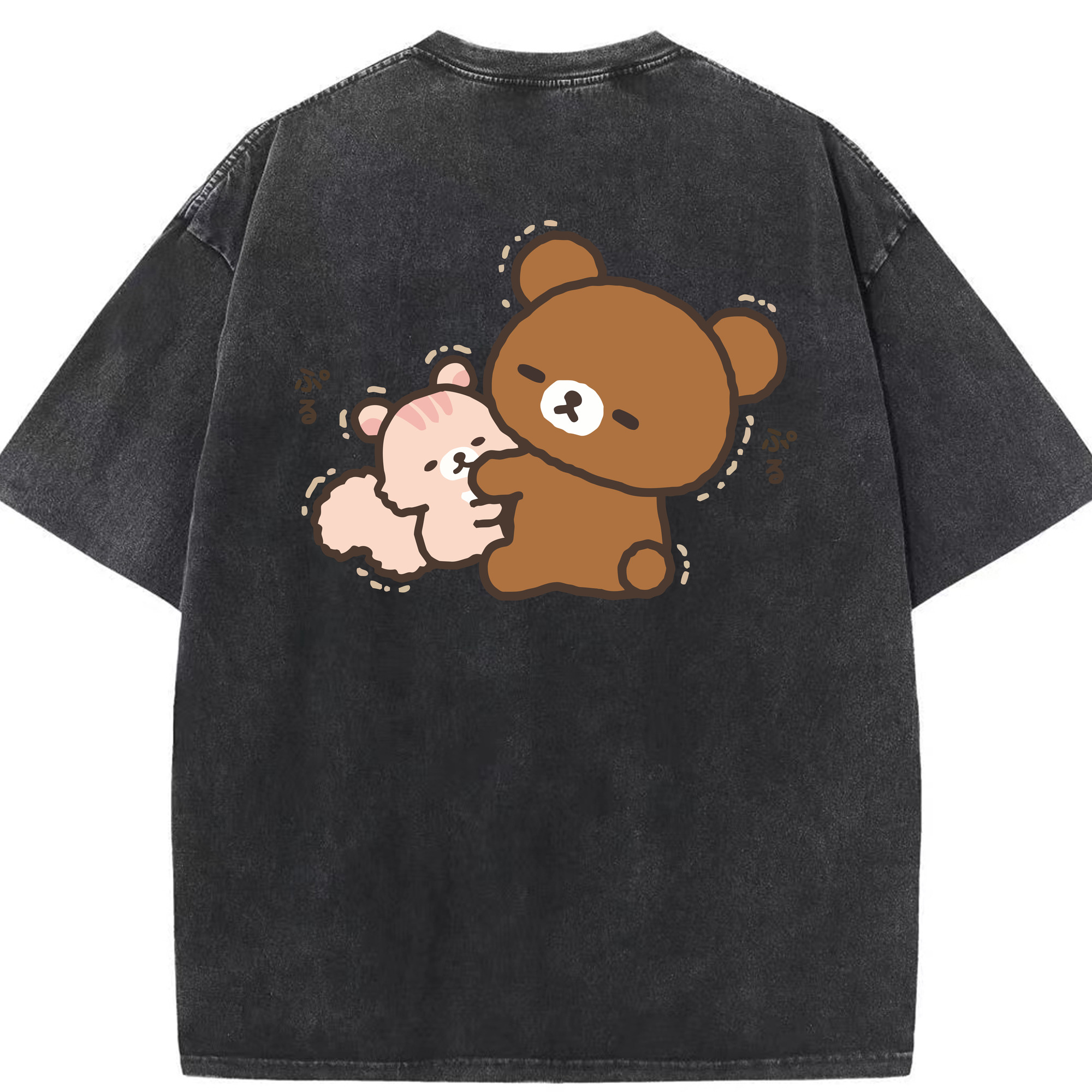 （画像用） リラックマ リラックマ キイロイトリ Rilakkuma Korilakkuma Kiiroitori 綿100% ヴィンテージ風 半袖Tシャツ（背面プリント）
