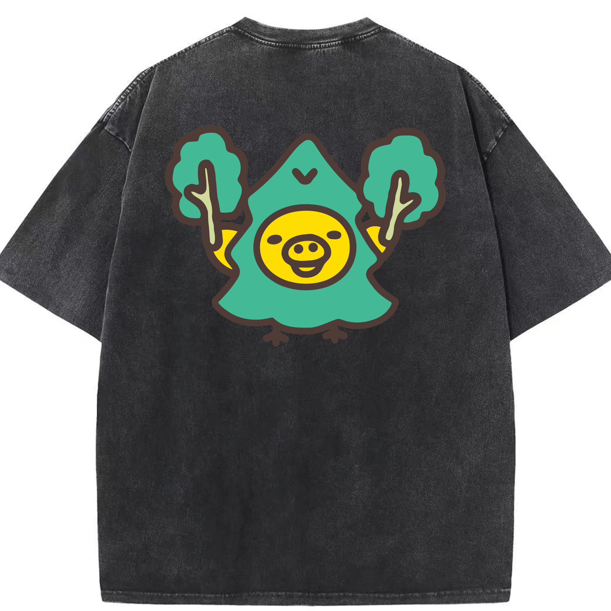 （画像用） リラックマ リラックマ キイロイトリ Rilakkuma Korilakkuma Kiiroitori 綿100% ヴィンテージ風 半袖Tシャツ（背面プリント）