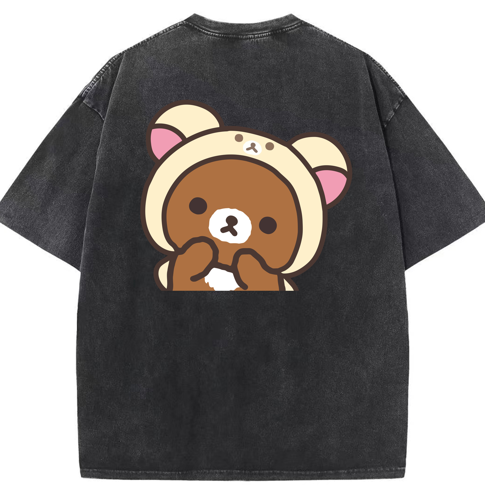 （画像用） リラックマ リラックマ キイロイトリ Rilakkuma Korilakkuma Kiiroitori 綿100% ヴィンテージ風 半袖Tシャツ（背面プリント）