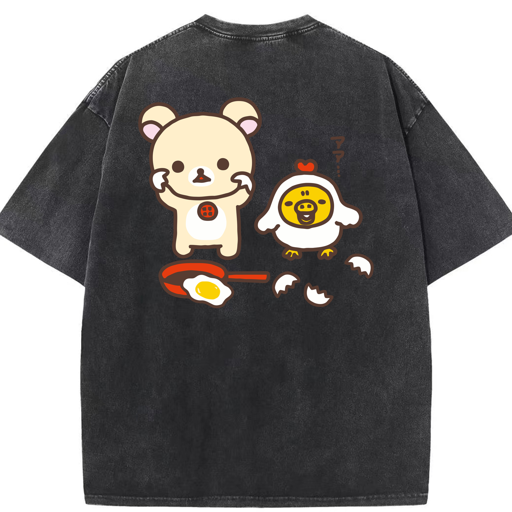 （画像用） リラックマ リラックマ キイロイトリ Rilakkuma Korilakkuma Kiiroitori 綿100% ヴィンテージ風 半袖Tシャツ（背面プリント）