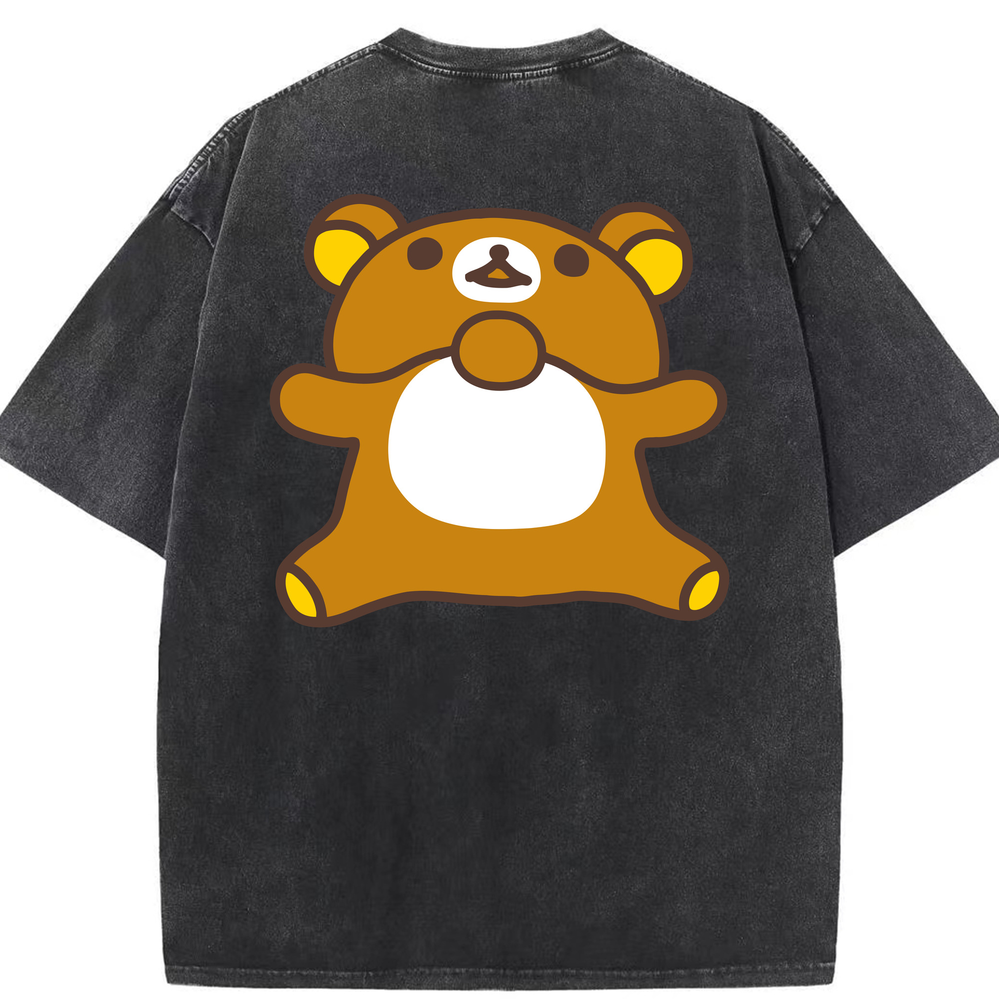 （画像用） リラックマ リラックマ キイロイトリ Rilakkuma Korilakkuma Kiiroitori 綿100% ヴィンテージ風 半袖Tシャツ（背面プリント）
