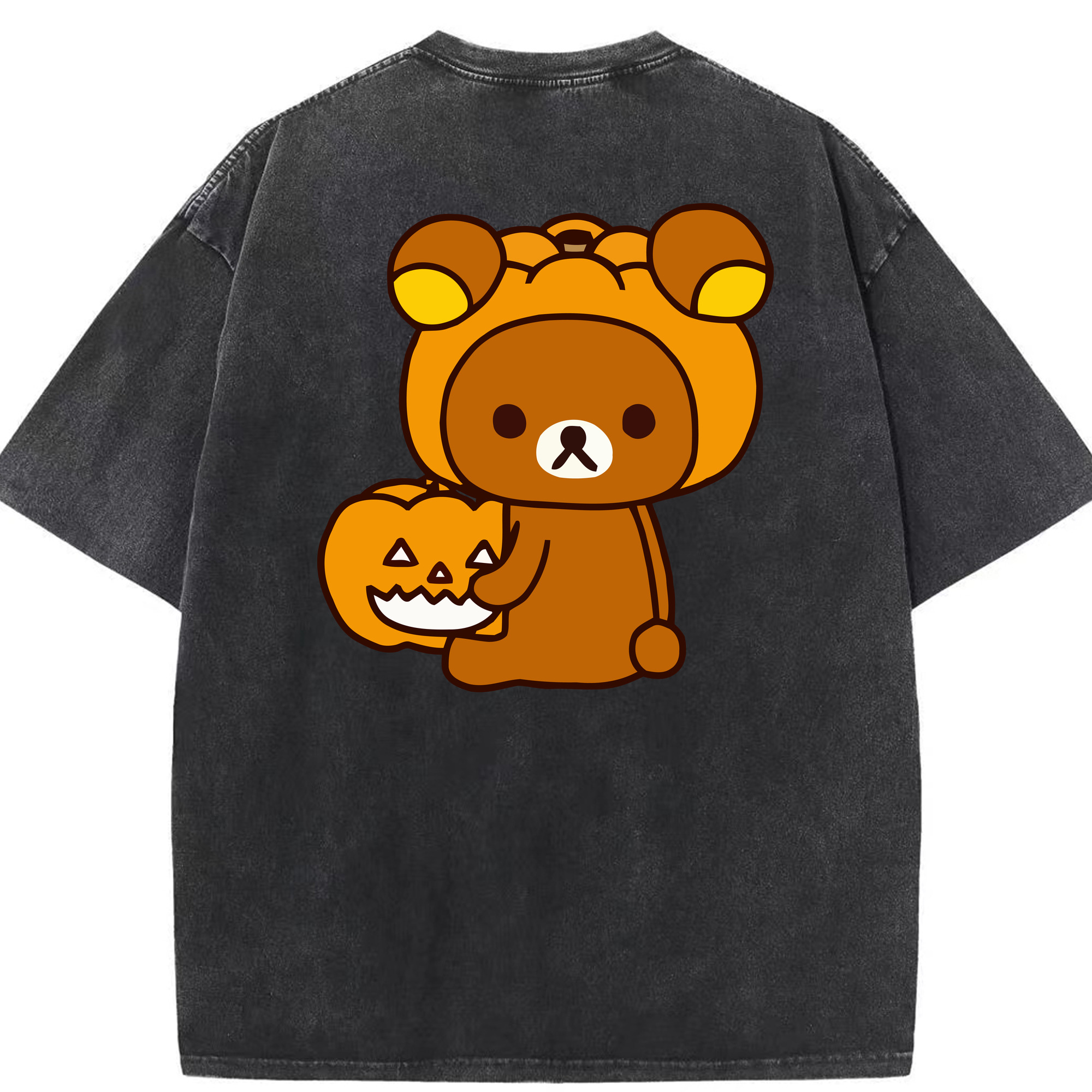 （画像用） リラックマ リラックマ キイロイトリ Rilakkuma Korilakkuma Kiiroitori 綿100% ヴィンテージ風 半袖Tシャツ（背面プリント）