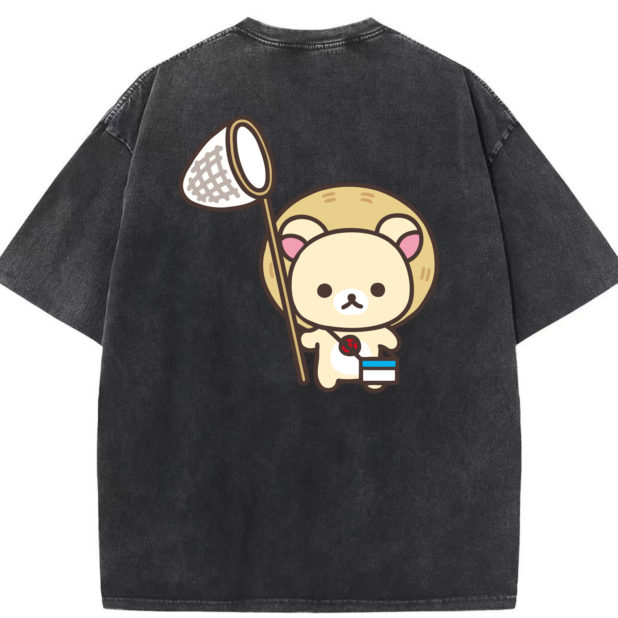 （画像用） リラックマ リラックマ キイロイトリ Rilakkuma Korilakkuma Kiiroitori 綿100% ヴィンテージ風 半袖Tシャツ（背面プリント）