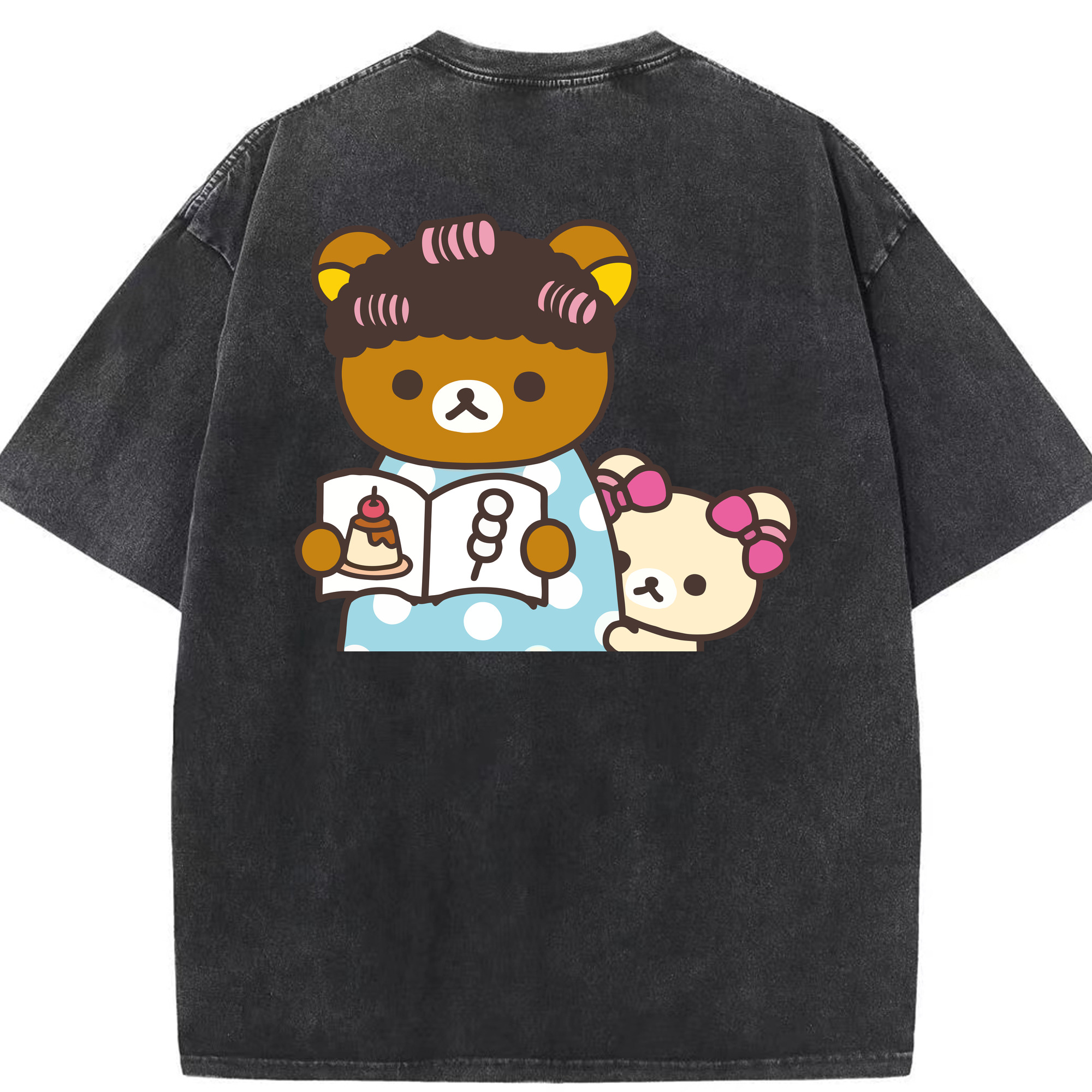 （画像用） リラックマ リラックマ キイロイトリ Rilakkuma Korilakkuma Kiiroitori 綿100% ヴィンテージ風 半袖Tシャツ（背面プリント）