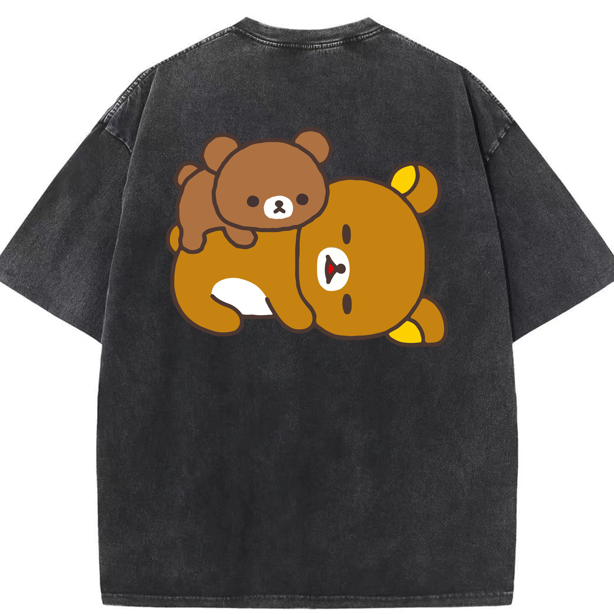 （画像用） リラックマ リラックマ キイロイトリ Rilakkuma Korilakkuma Kiiroitori 綿100% ヴィンテージ風 半袖Tシャツ（背面プリント）