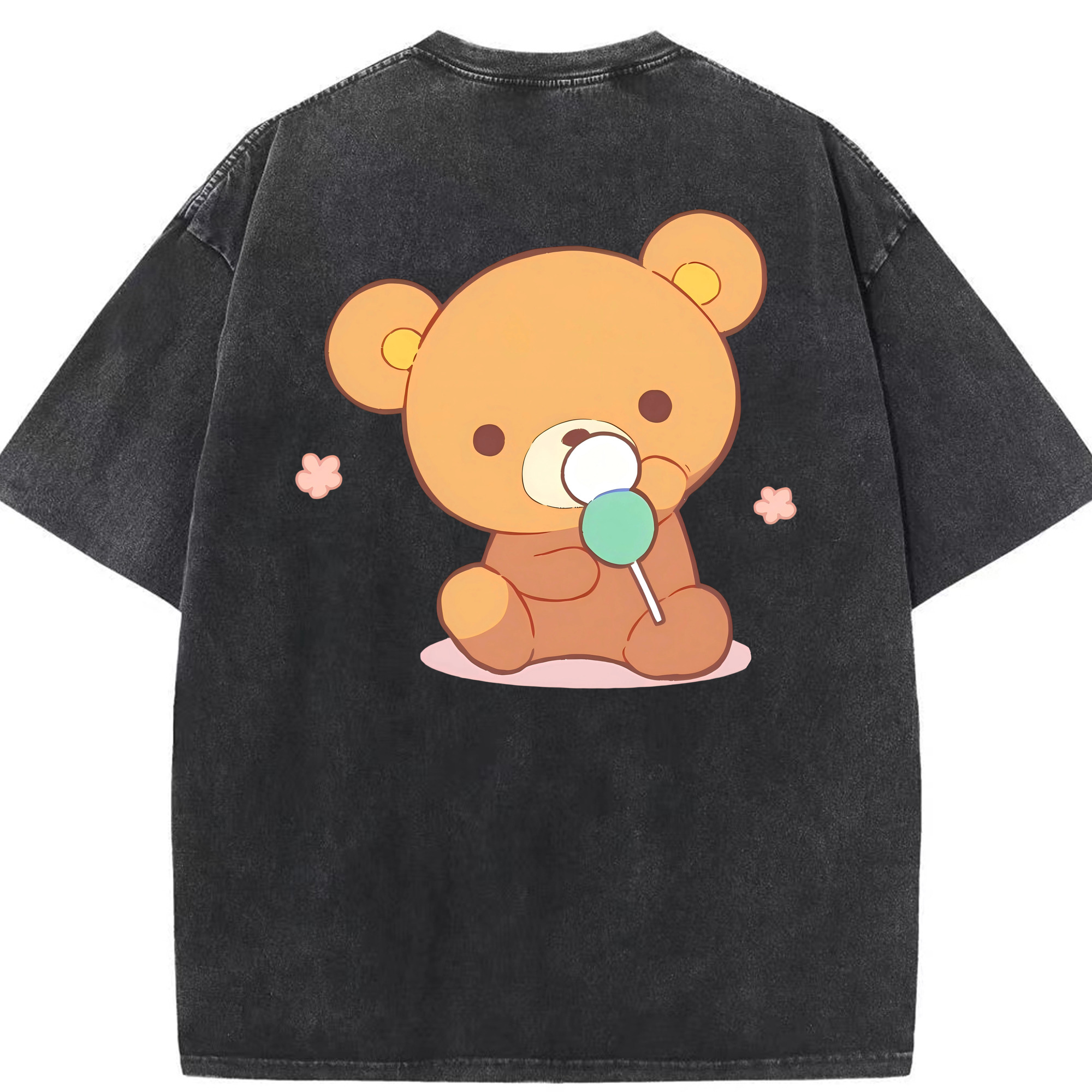 （画像用） リラックマ リラックマ キイロイトリ Rilakkuma Korilakkuma Kiiroitori 綿100% ヴィンテージ風 半袖Tシャツ（背面プリント）