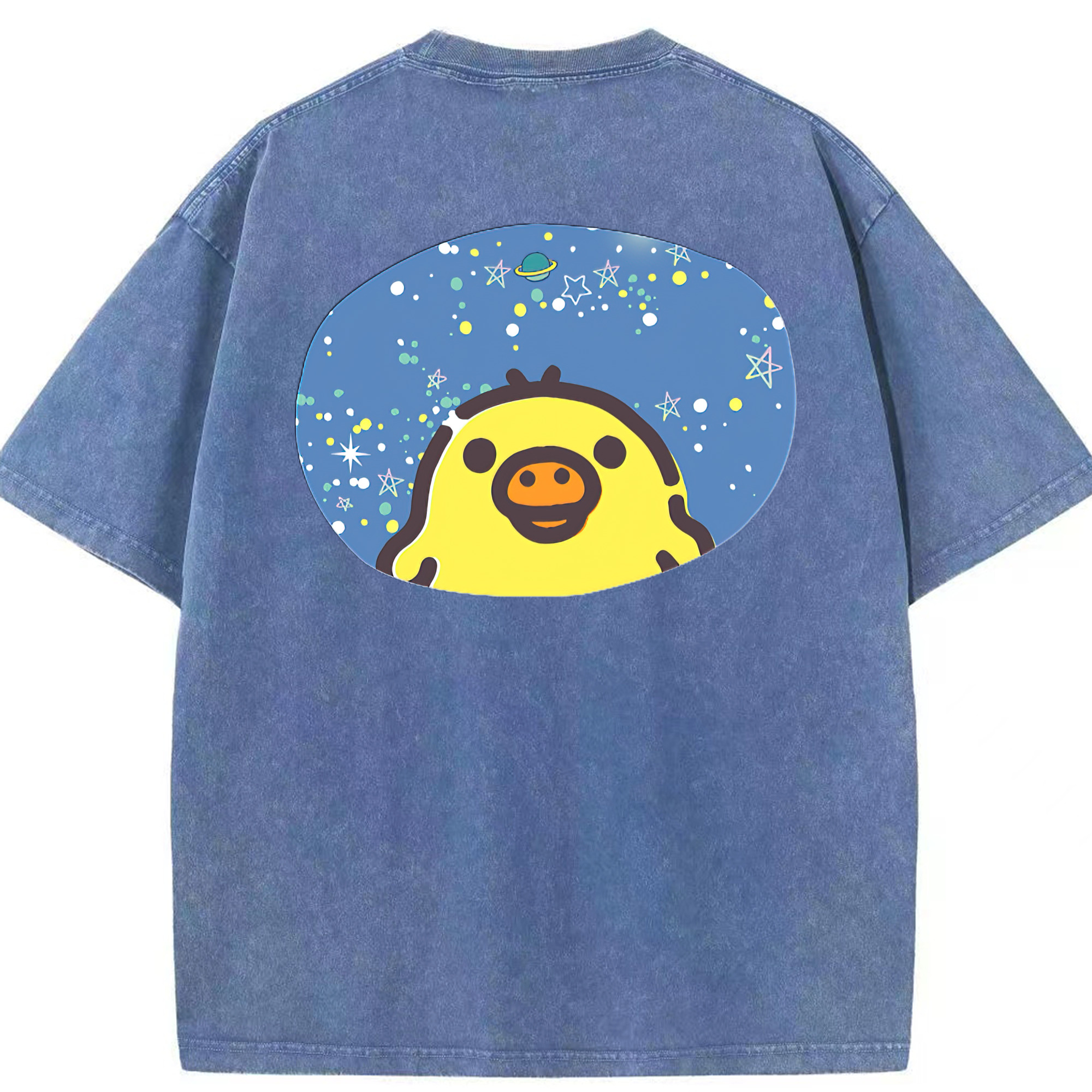 （画像用） リラックマ リラックマ キイロイトリ Rilakkuma Korilakkuma Kiiroitori 綿100% ヴィンテージ風 半袖Tシャツ（背面プリント）