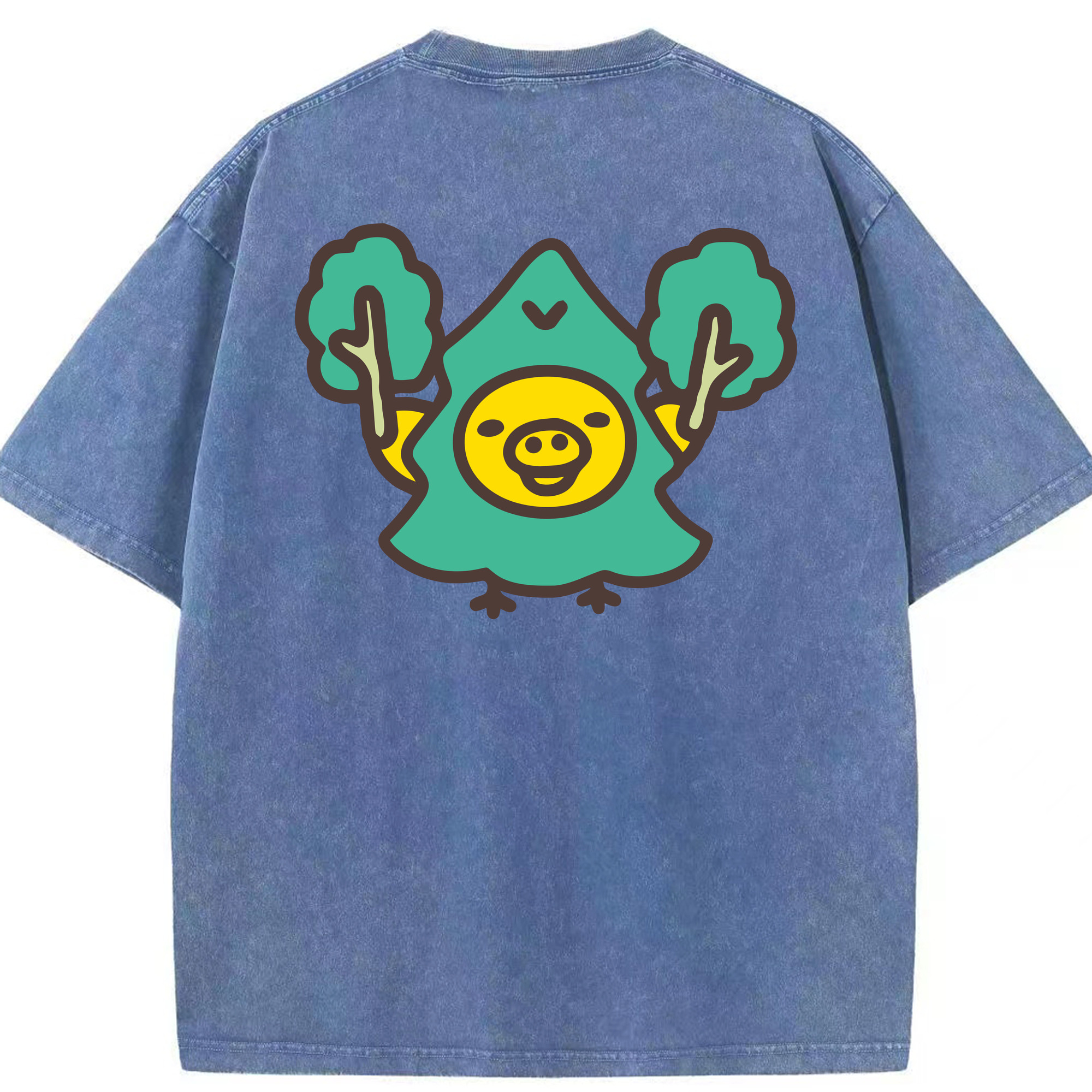 （画像用） リラックマ リラックマ キイロイトリ Rilakkuma Korilakkuma Kiiroitori 綿100% ヴィンテージ風 半袖Tシャツ（背面プリント）