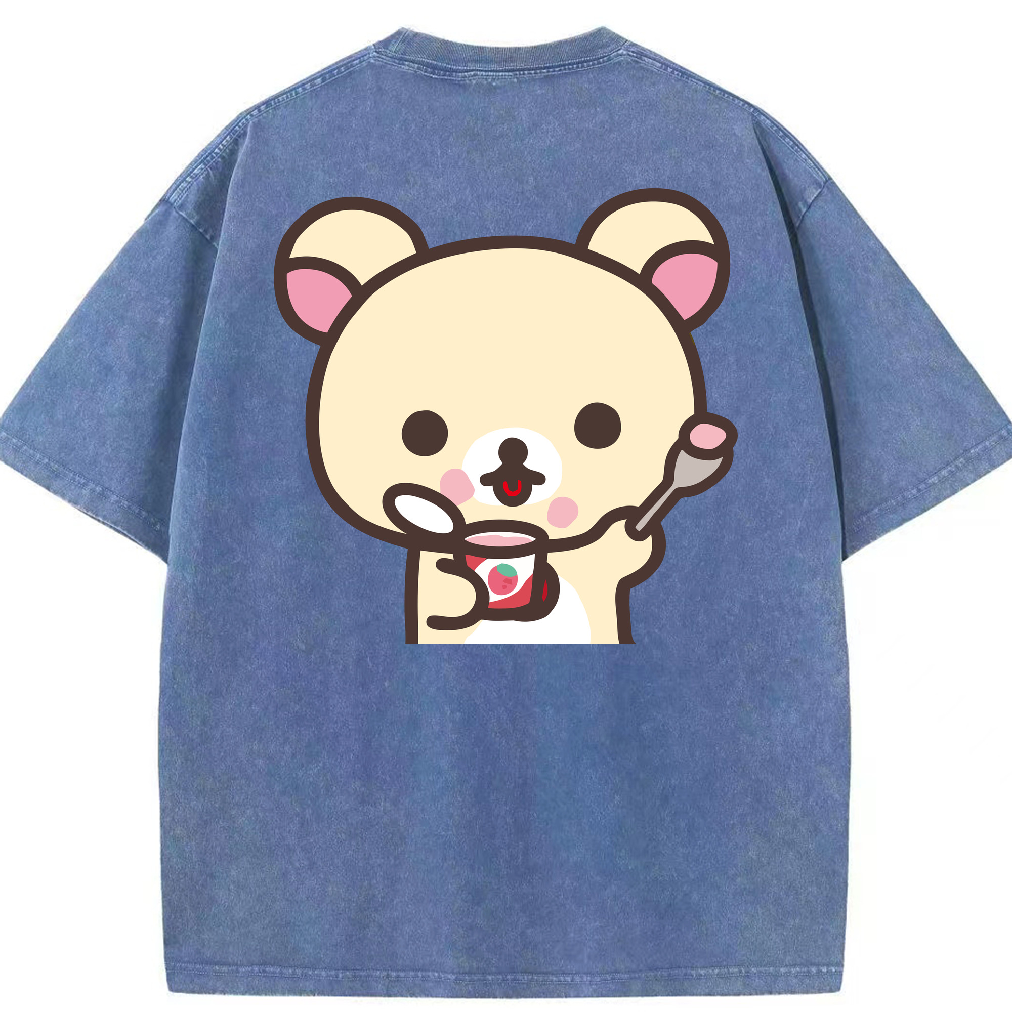 （画像用） リラックマ リラックマ キイロイトリ Rilakkuma Korilakkuma Kiiroitori 綿100% ヴィンテージ風 半袖Tシャツ（背面プリント）