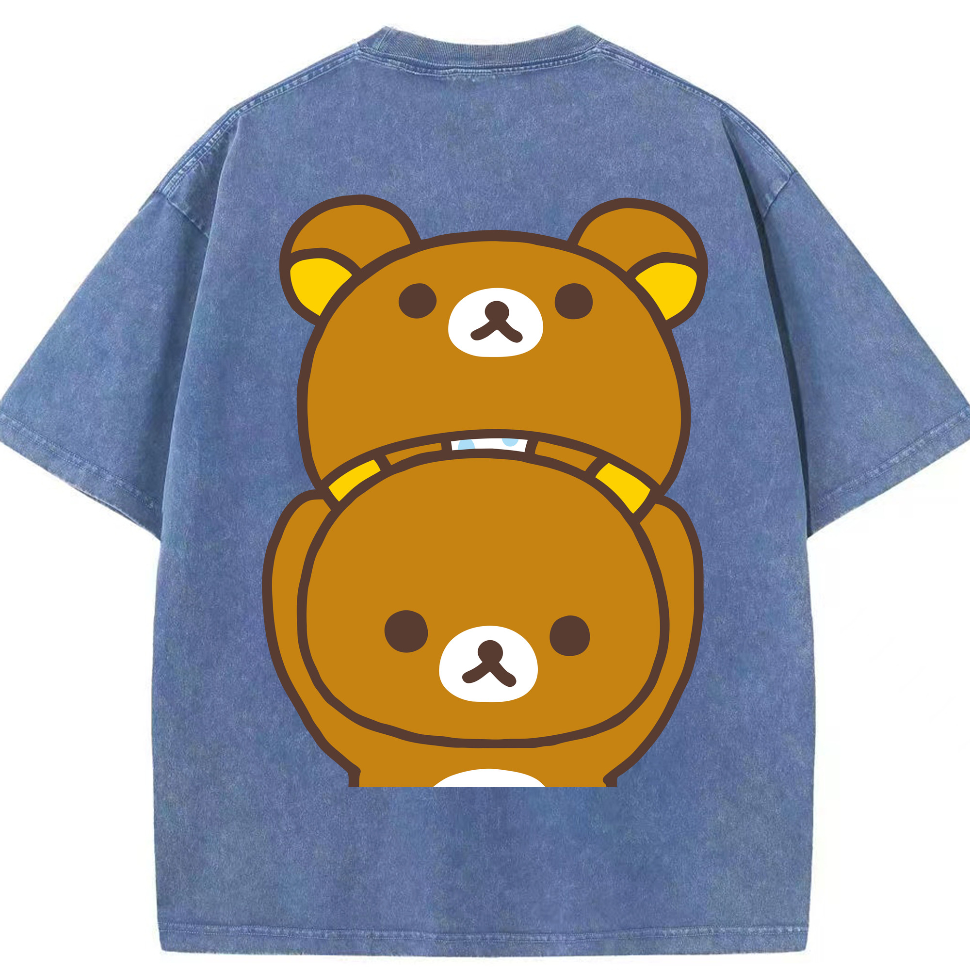 （画像用） リラックマ リラックマ キイロイトリ Rilakkuma Korilakkuma Kiiroitori 綿100% ヴィンテージ風 半袖Tシャツ（背面プリント）