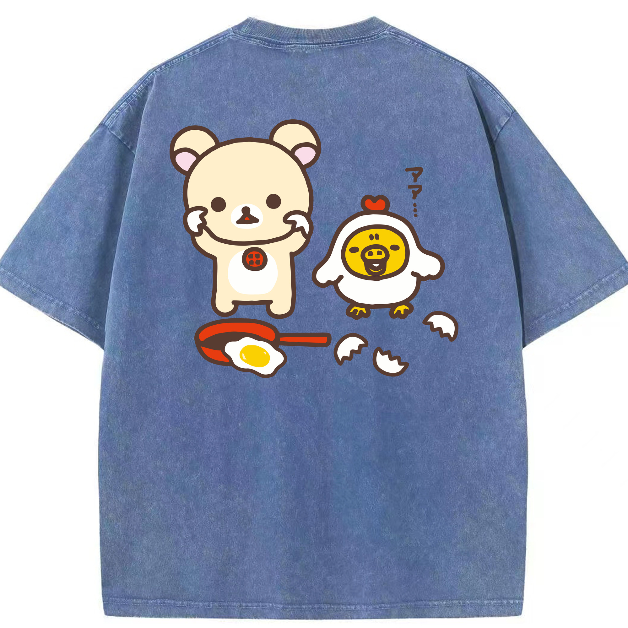 （画像用） リラックマ リラックマ キイロイトリ Rilakkuma Korilakkuma Kiiroitori 綿100% ヴィンテージ風 半袖Tシャツ（背面プリント）