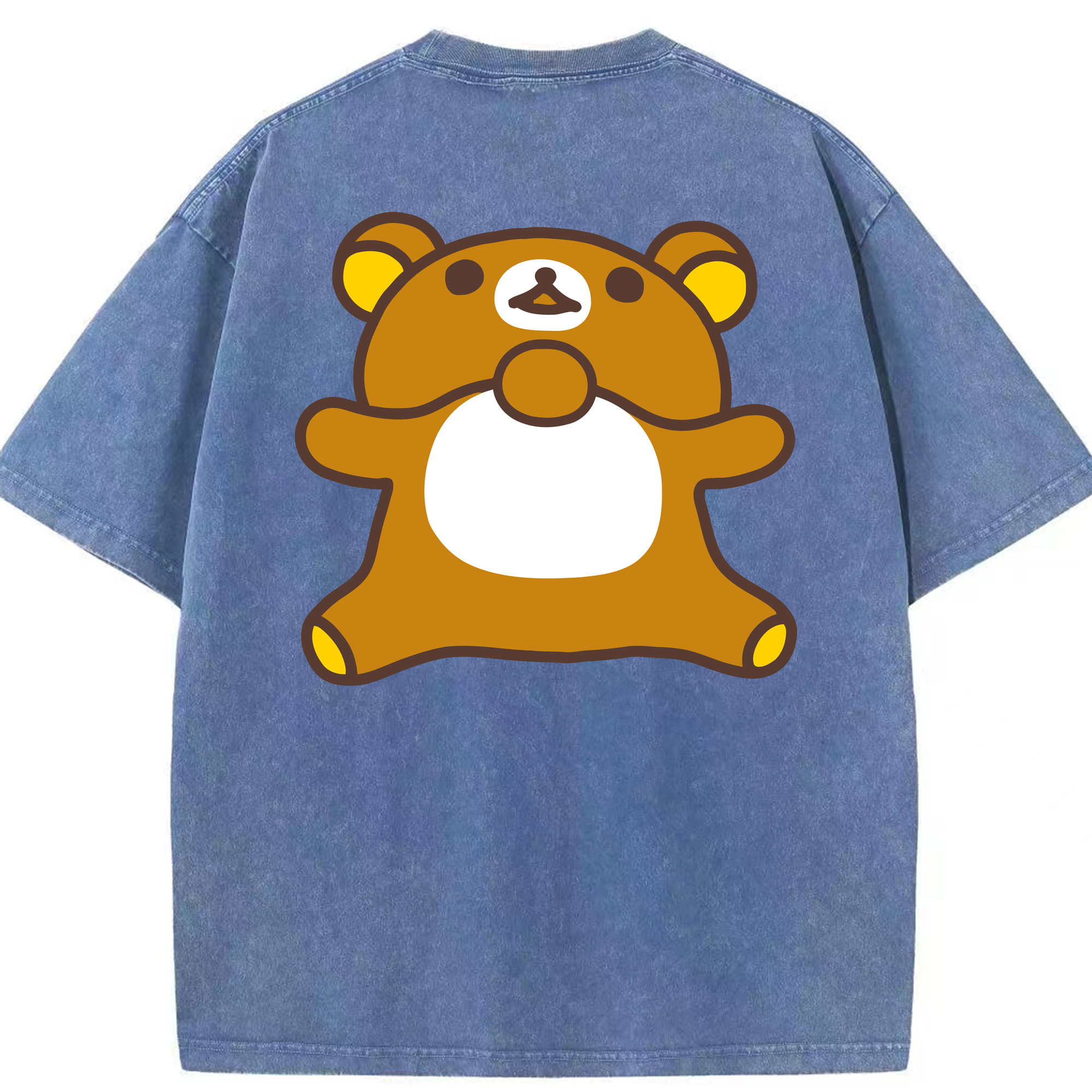 （画像用） リラックマ リラックマ キイロイトリ Rilakkuma Korilakkuma Kiiroitori 綿100% ヴィンテージ風 半袖Tシャツ（背面プリント）
