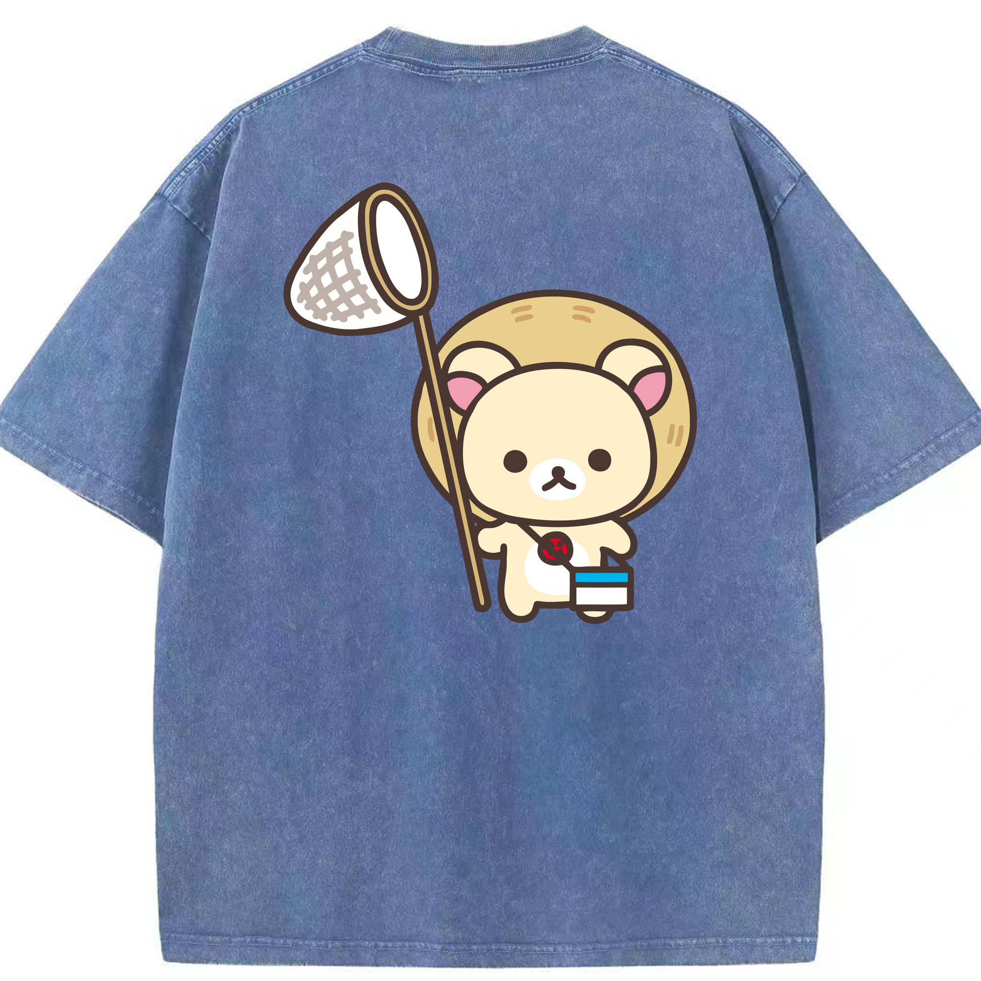 （画像用） リラックマ リラックマ キイロイトリ Rilakkuma Korilakkuma Kiiroitori 綿100% ヴィンテージ風 半袖Tシャツ（背面プリント）
