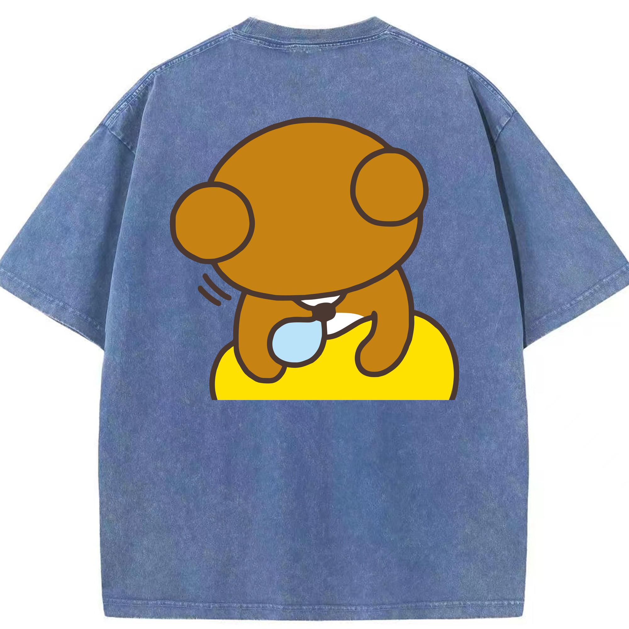 （画像用） リラックマ リラックマ キイロイトリ Rilakkuma Korilakkuma Kiiroitori 綿100% ヴィンテージ風 半袖Tシャツ（背面プリント）