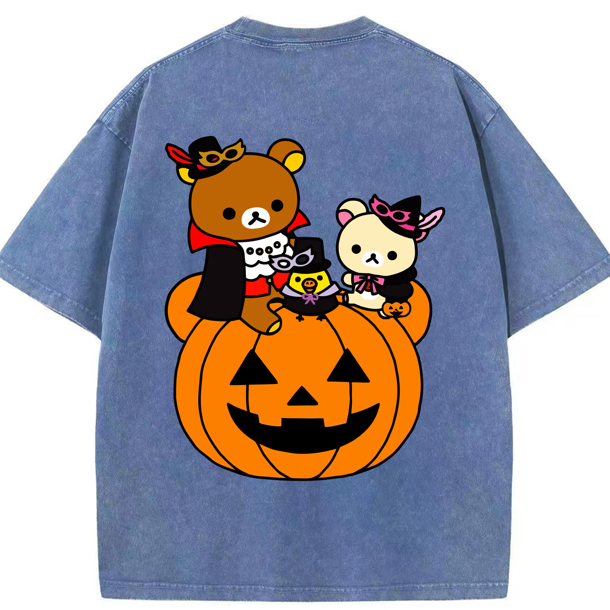 （画像用） リラックマ リラックマ キイロイトリ Rilakkuma Korilakkuma Kiiroitori 綿100% ヴィンテージ風 半袖Tシャツ（背面プリント）