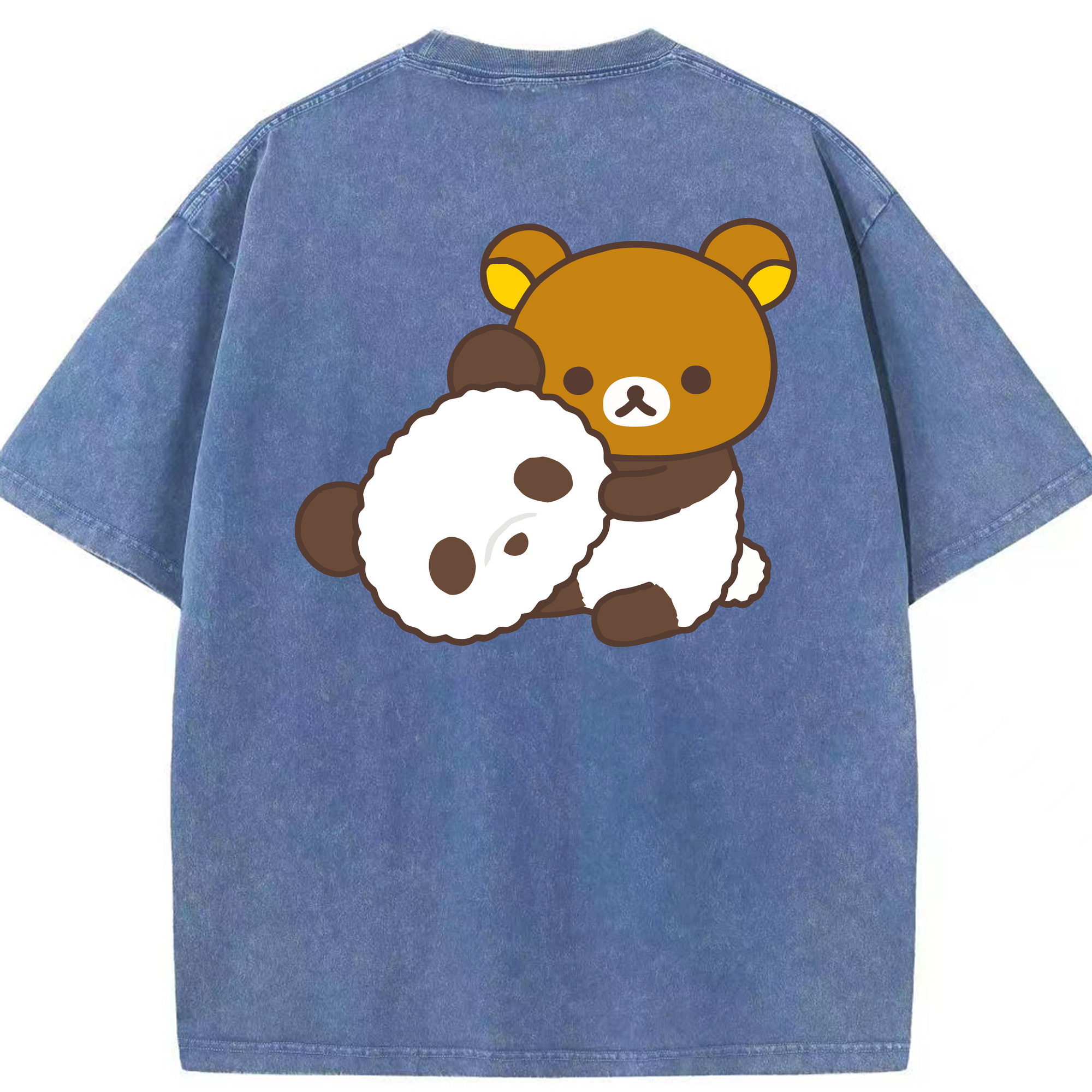 （画像用） リラックマ リラックマ キイロイトリ Rilakkuma Korilakkuma Kiiroitori 綿100% ヴィンテージ風 半袖Tシャツ（背面プリント）
