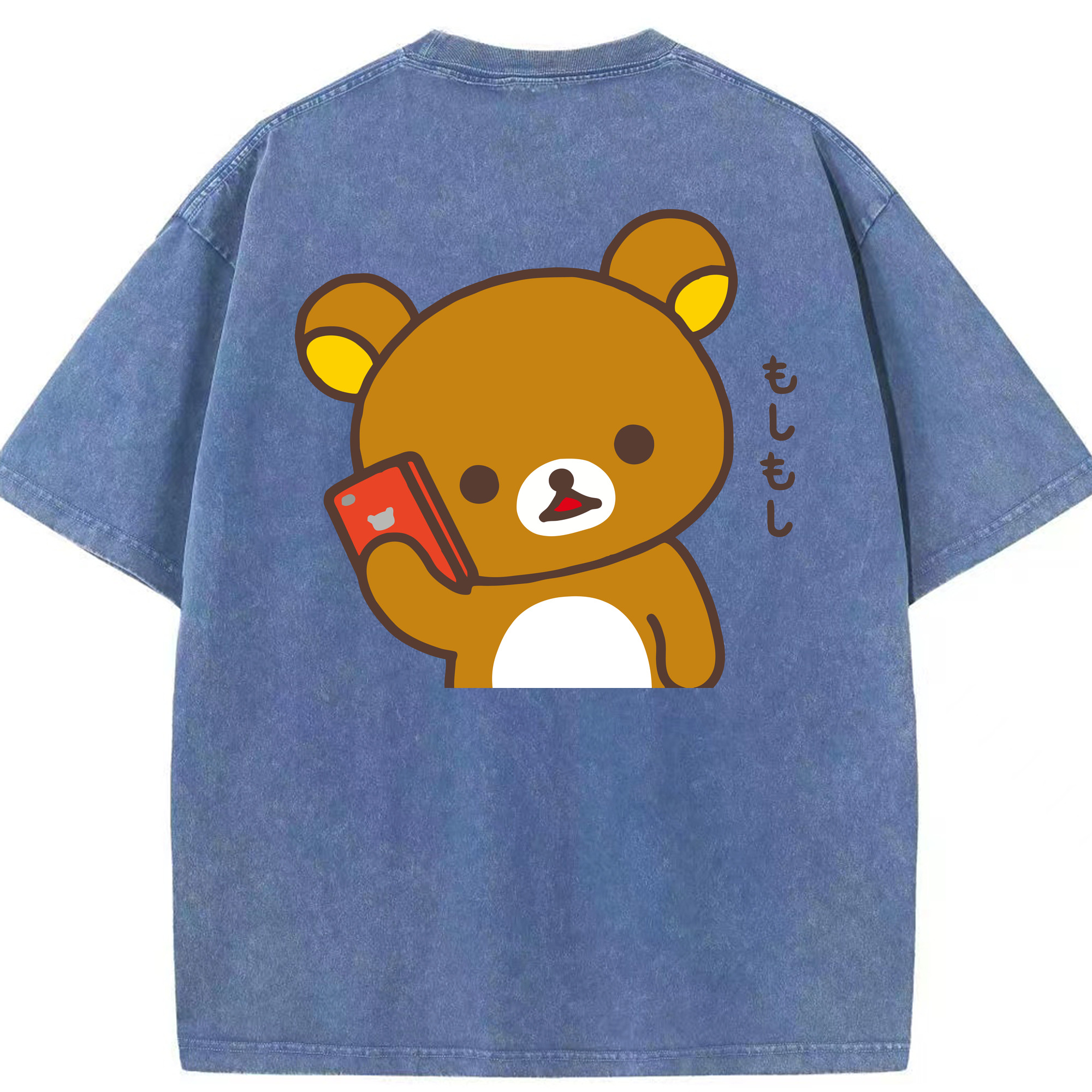 （画像用） リラックマ リラックマ キイロイトリ Rilakkuma Korilakkuma Kiiroitori 綿100% ヴィンテージ風 半袖Tシャツ（背面プリント）