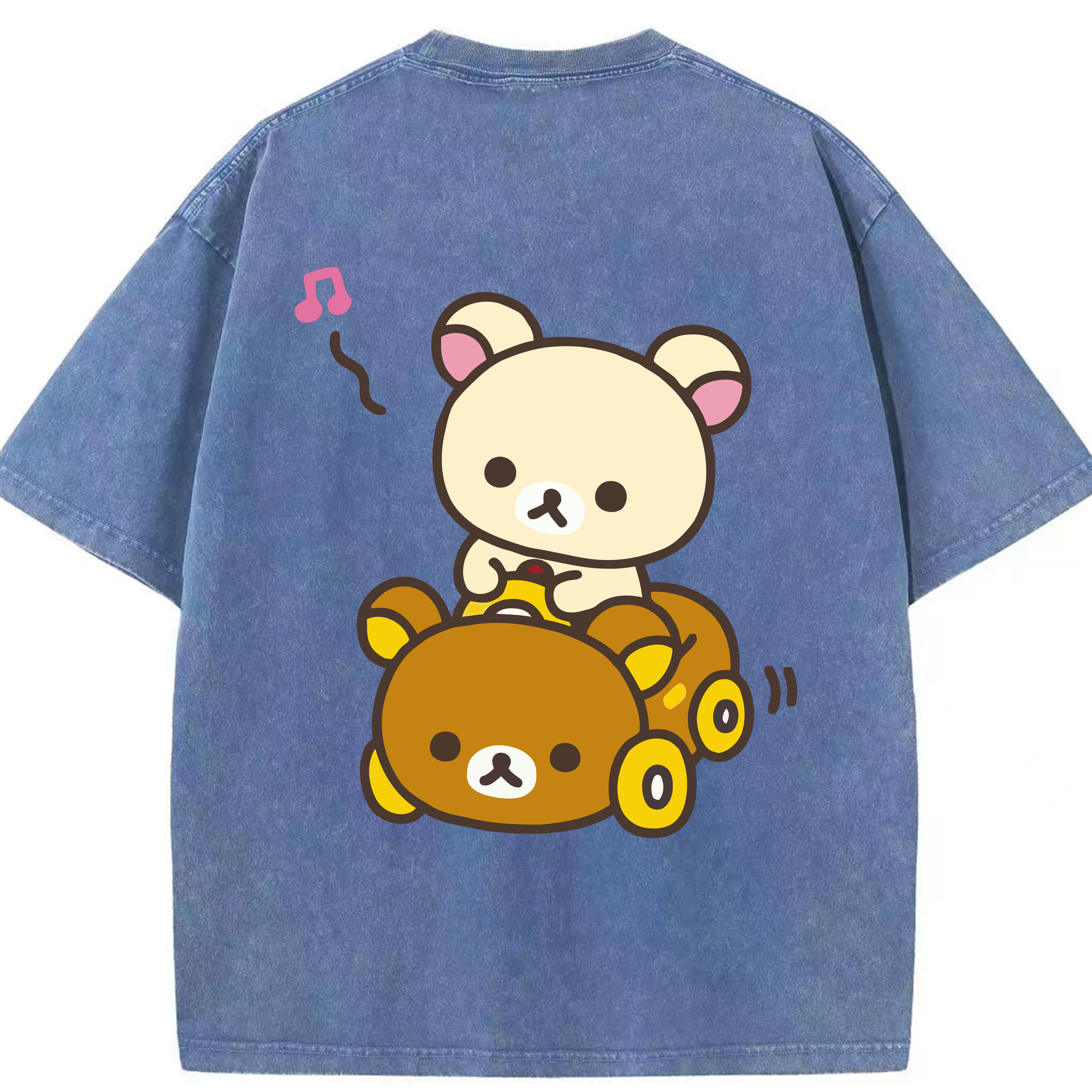 （画像用） リラックマ リラックマ キイロイトリ Rilakkuma Korilakkuma Kiiroitori 綿100% ヴィンテージ風 半袖Tシャツ（背面プリント）