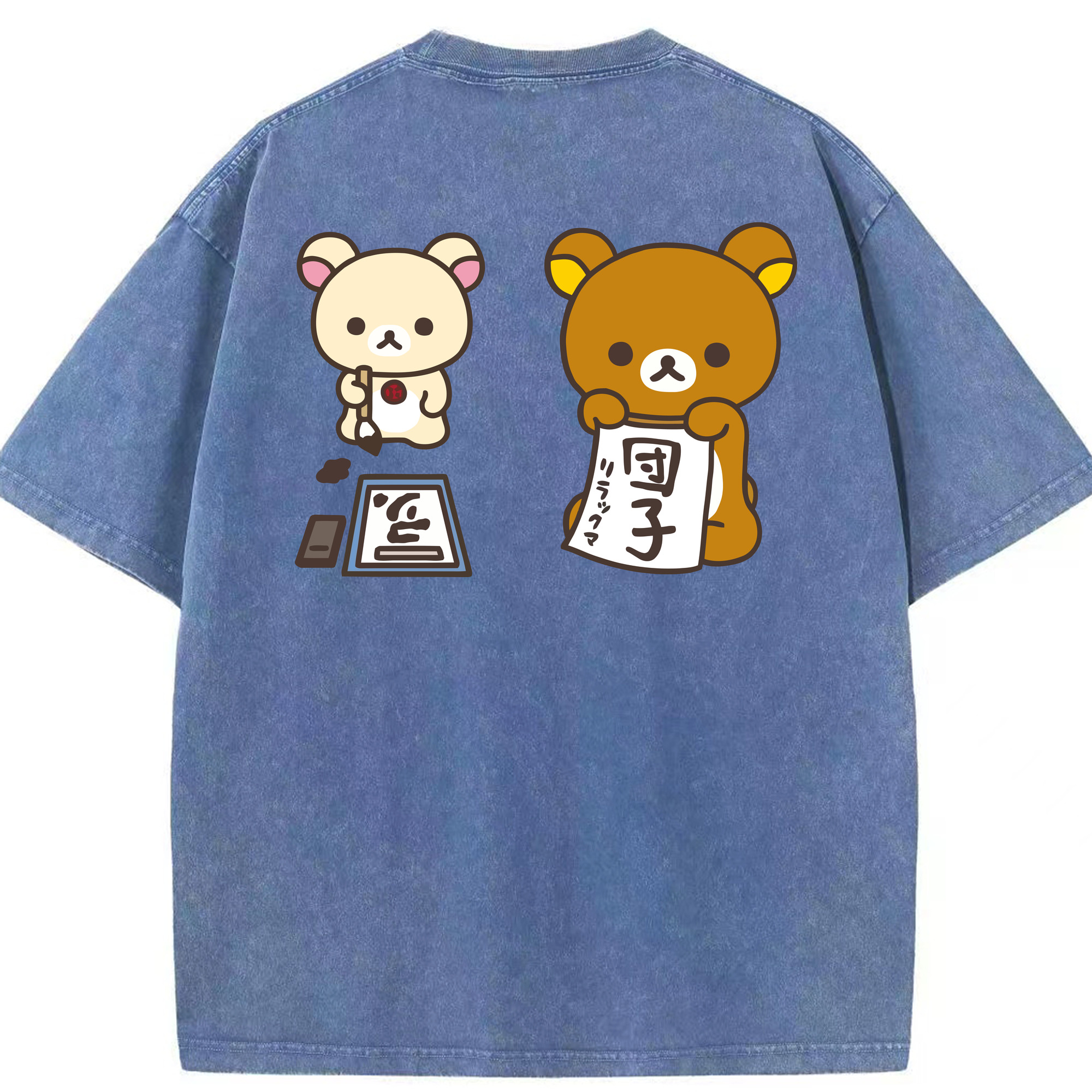 （画像用） リラックマ リラックマ キイロイトリ Rilakkuma Korilakkuma Kiiroitori 綿100% ヴィンテージ風 半袖Tシャツ（背面プリント）