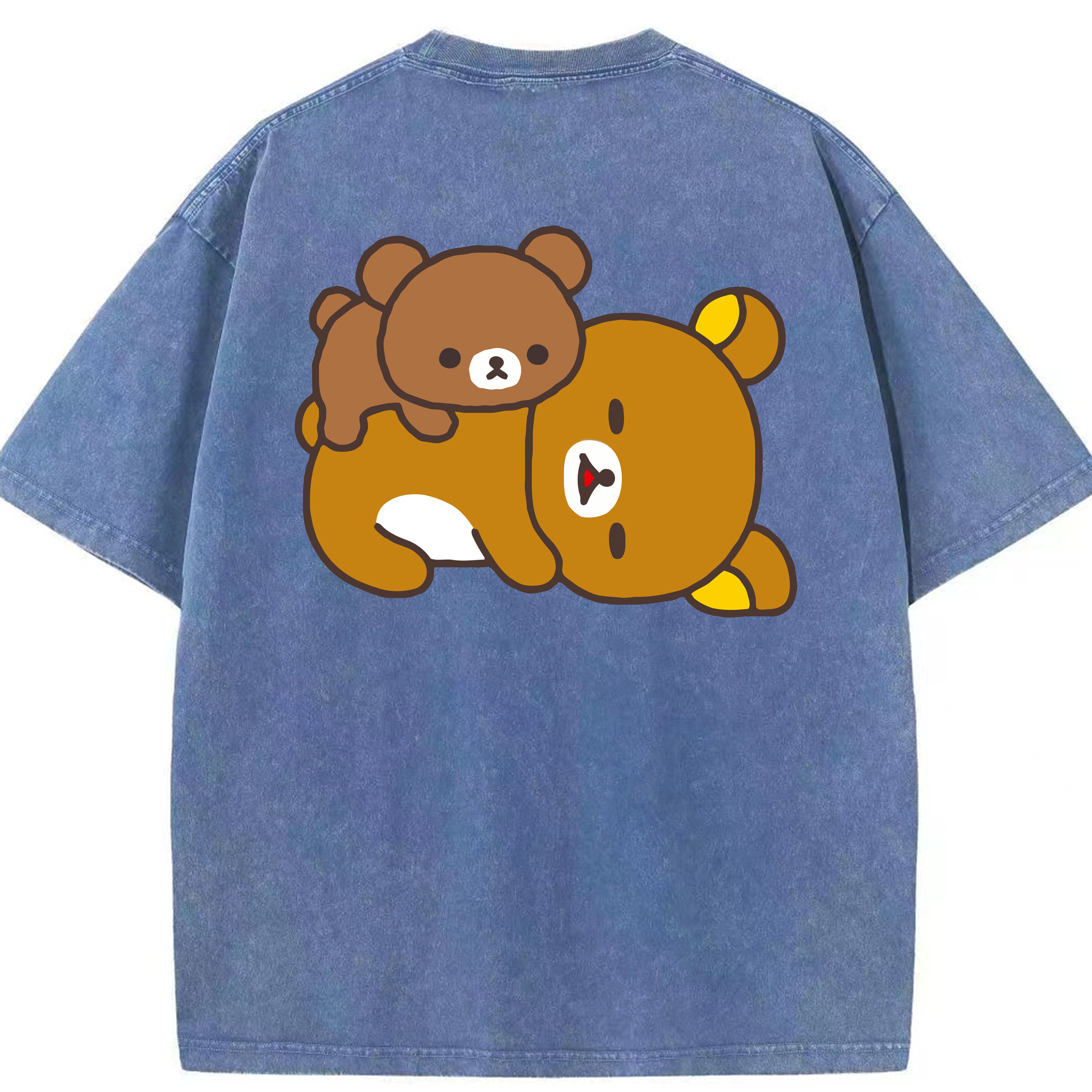 （画像用） リラックマ リラックマ キイロイトリ Rilakkuma Korilakkuma Kiiroitori 綿100% ヴィンテージ風 半袖Tシャツ（背面プリント）