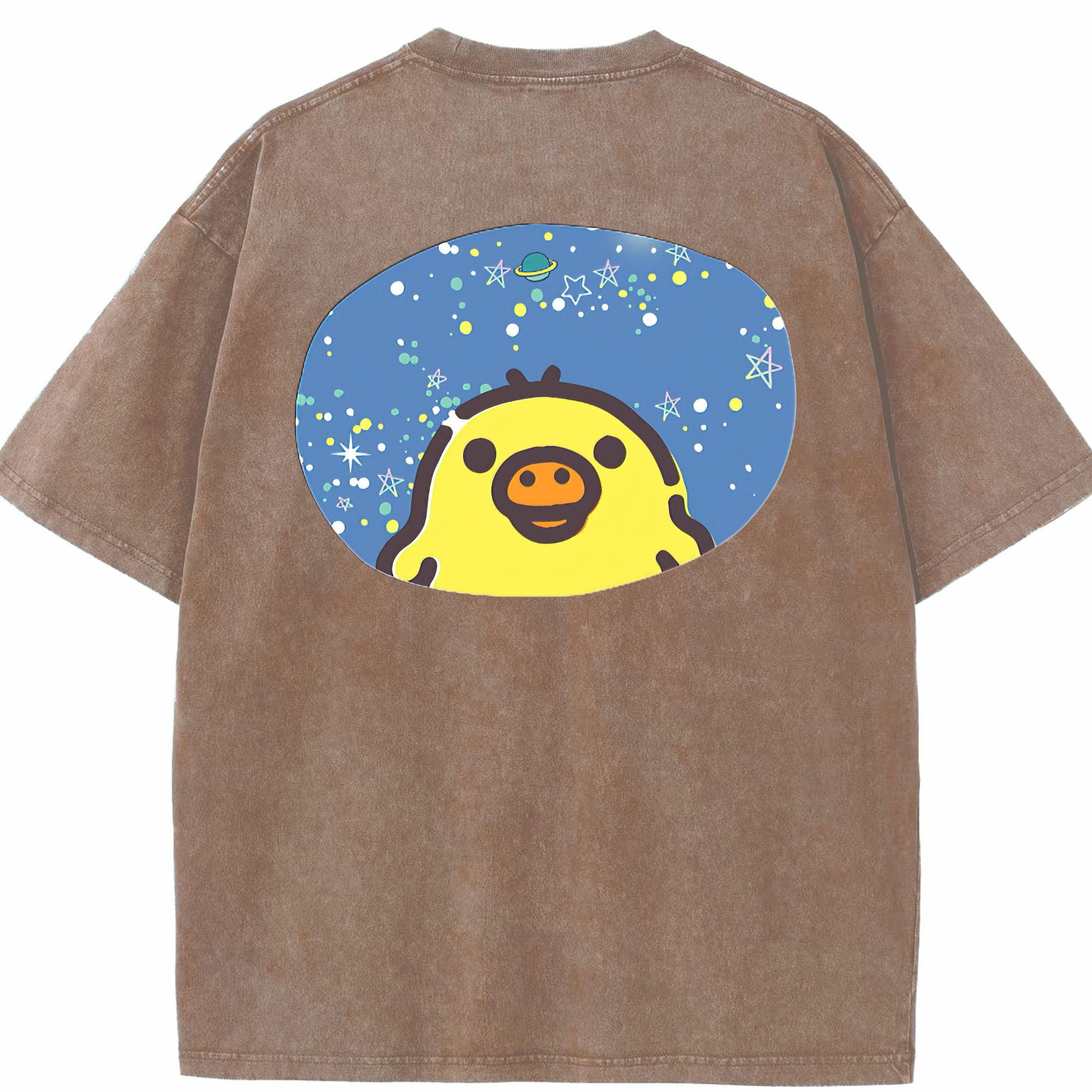 （画像用） リラックマ リラックマ キイロイトリ Rilakkuma Korilakkuma Kiiroitori 綿100% ヴィンテージ風 半袖Tシャツ（背面プリント）