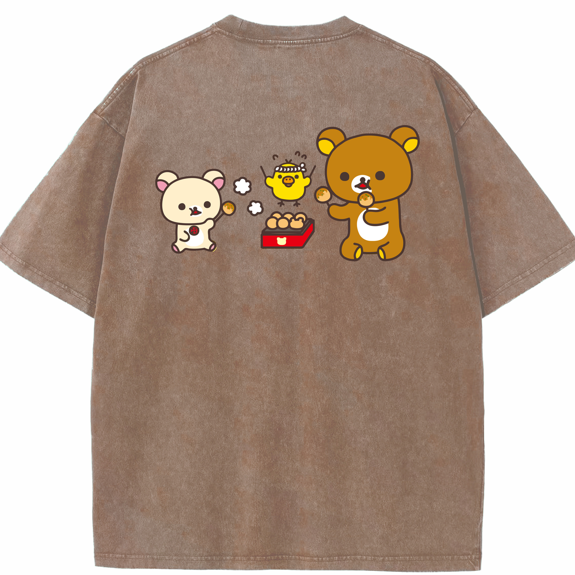 （画像用） リラックマ リラックマ キイロイトリ Rilakkuma Korilakkuma Kiiroitori 綿100% ヴィンテージ風 半袖Tシャツ（背面プリント）