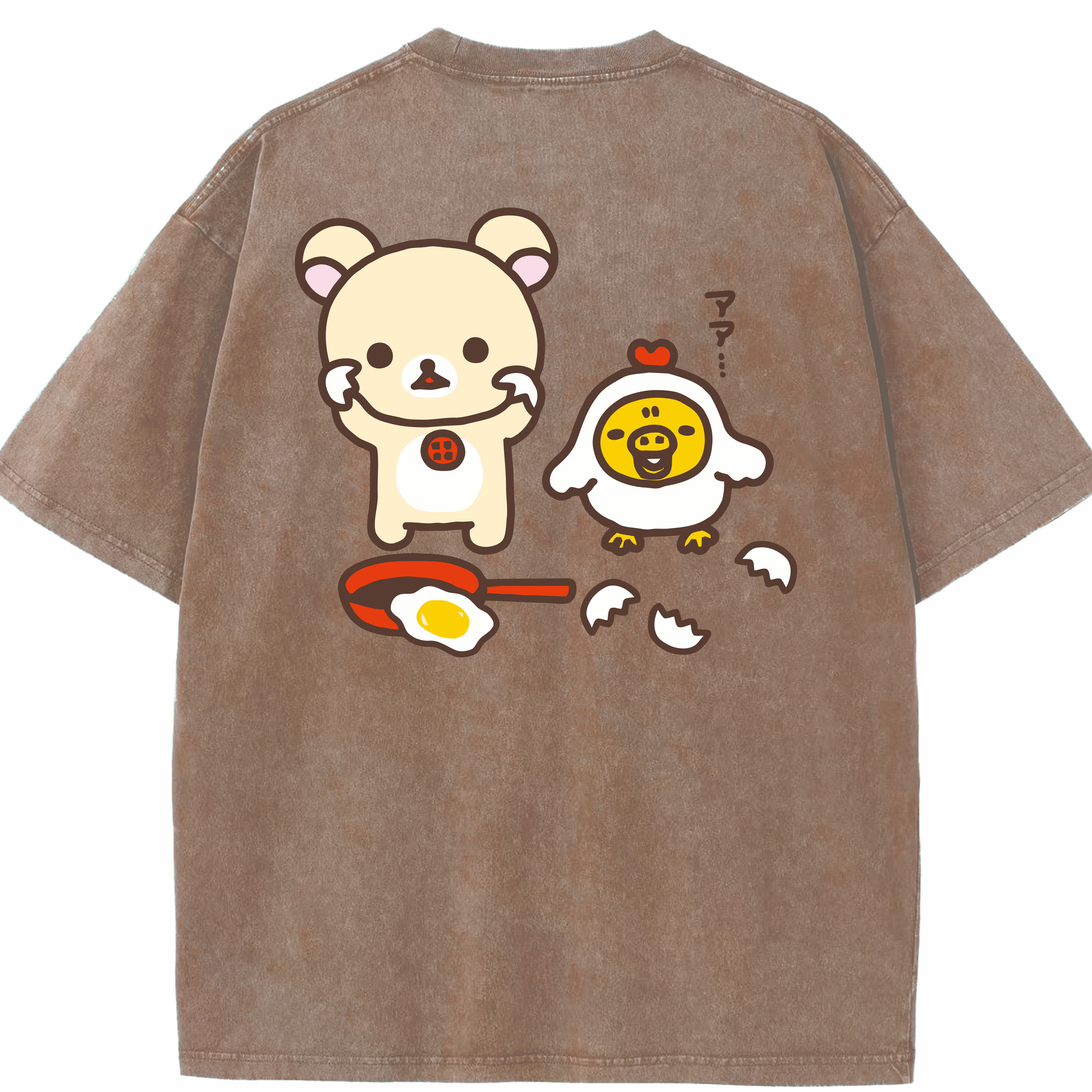 （画像用） リラックマ リラックマ キイロイトリ Rilakkuma Korilakkuma Kiiroitori 綿100% ヴィンテージ風 半袖Tシャツ（背面プリント）