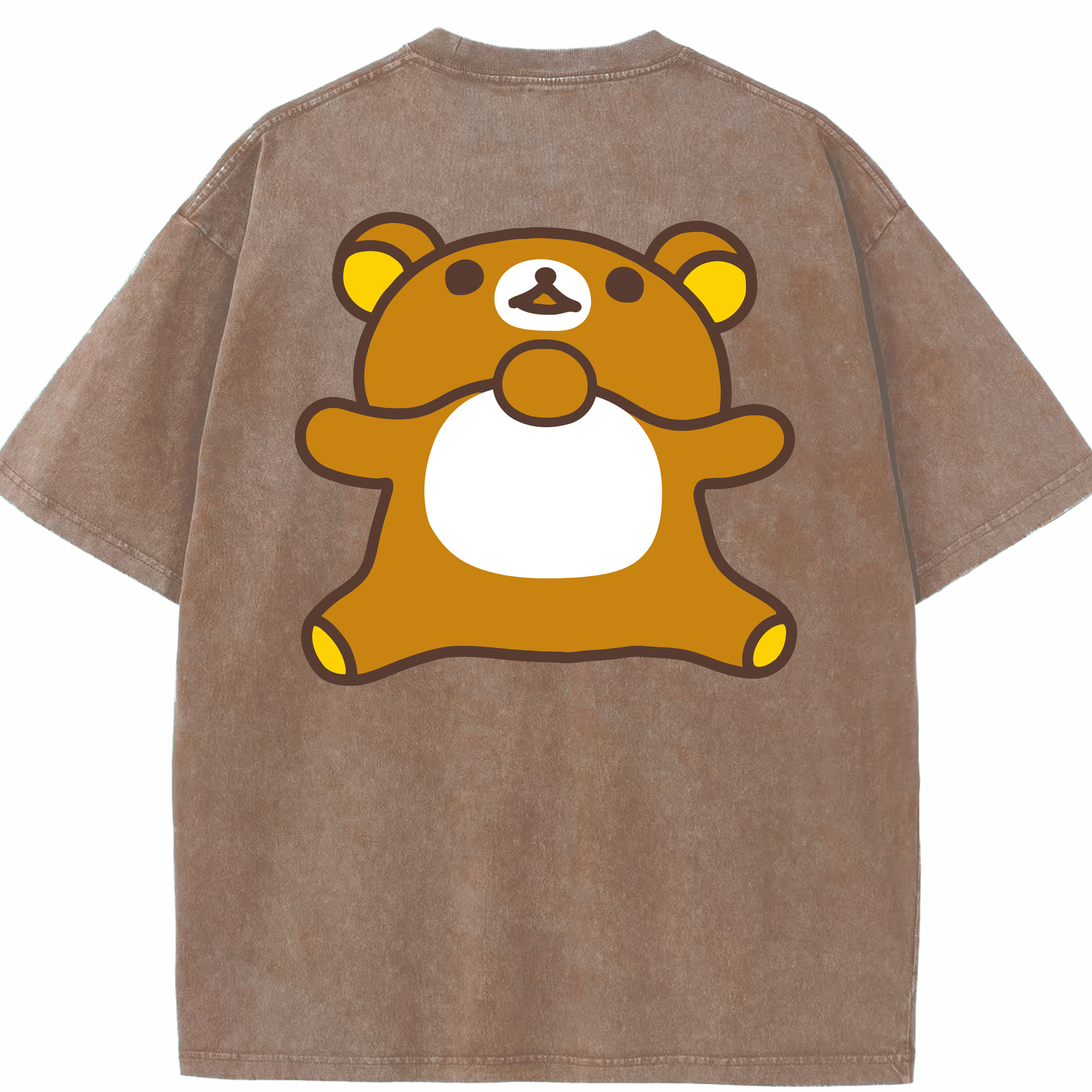 （画像用） リラックマ リラックマ キイロイトリ Rilakkuma Korilakkuma Kiiroitori 綿100% ヴィンテージ風 半袖Tシャツ（背面プリント）
