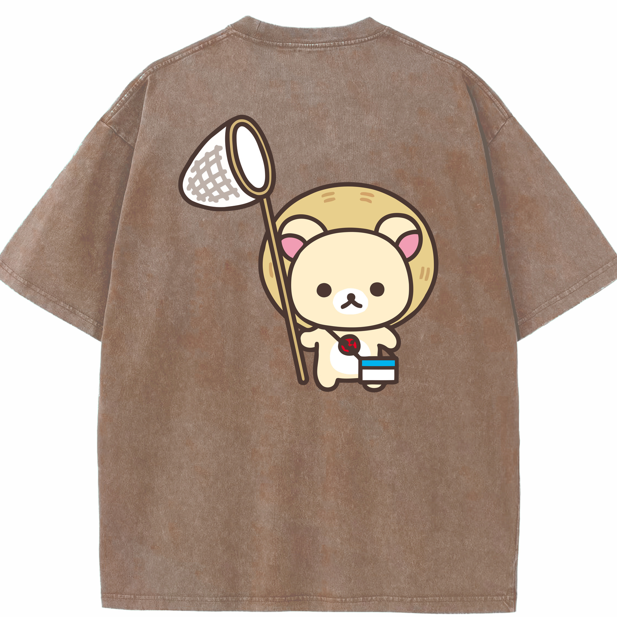 （画像用） リラックマ リラックマ キイロイトリ Rilakkuma Korilakkuma Kiiroitori 綿100% ヴィンテージ風 半袖Tシャツ（背面プリント）