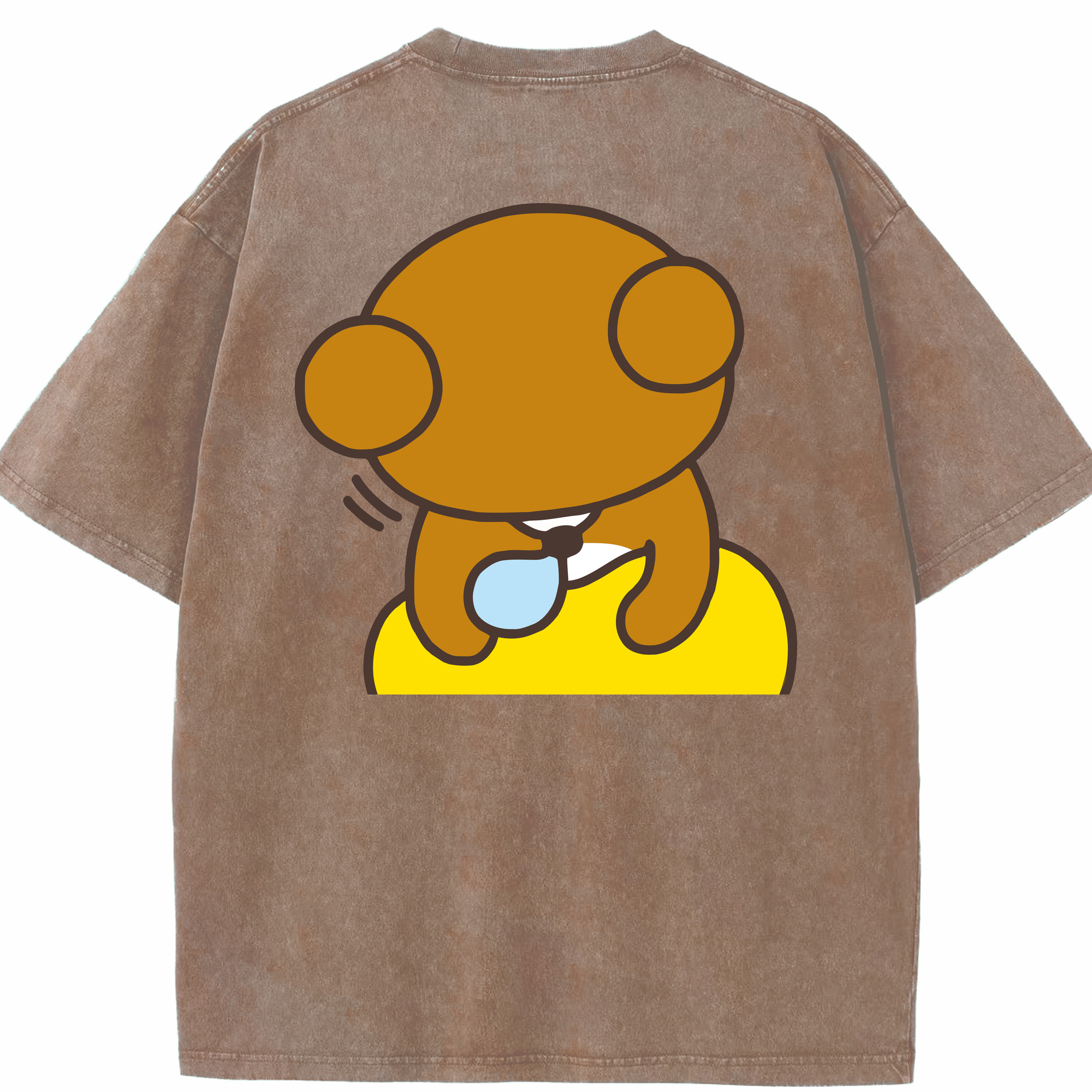 （画像用） リラックマ リラックマ キイロイトリ Rilakkuma Korilakkuma Kiiroitori 綿100% ヴィンテージ風 半袖Tシャツ（背面プリント）