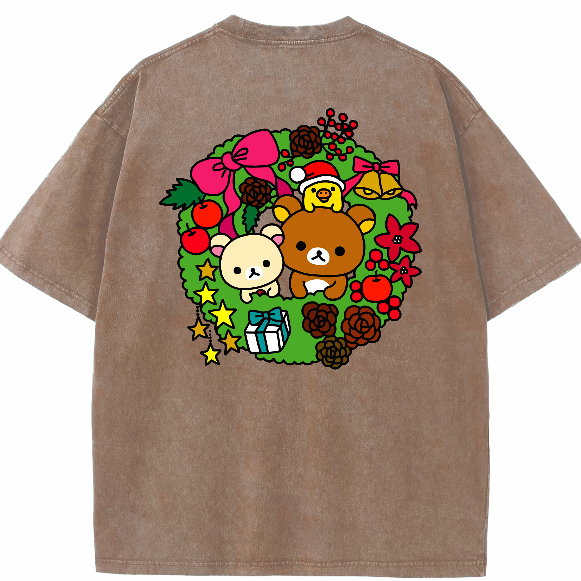 （画像用） リラックマ リラックマ キイロイトリ Rilakkuma Korilakkuma Kiiroitori 綿100% ヴィンテージ風 半袖Tシャツ（背面プリント）