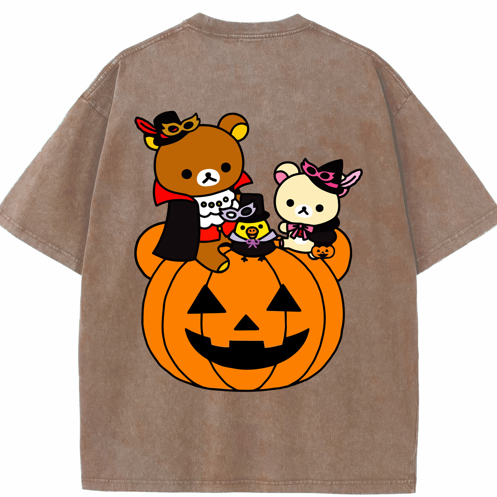 （画像用） リラックマ リラックマ キイロイトリ Rilakkuma Korilakkuma Kiiroitori 綿100% ヴィンテージ風 半袖Tシャツ（背面プリント）