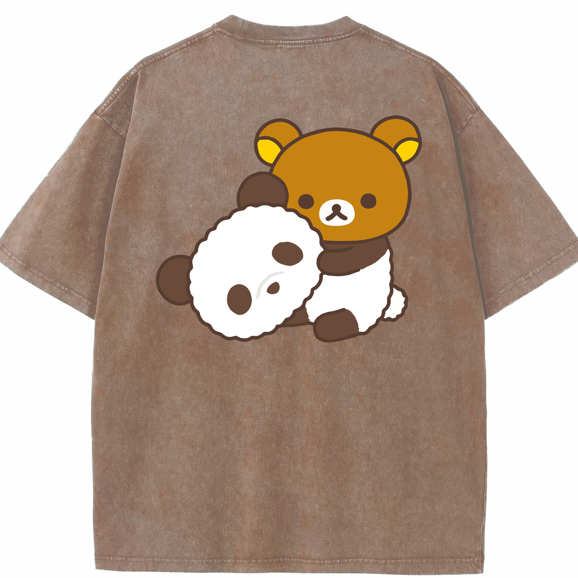 （画像用） リラックマ リラックマ キイロイトリ Rilakkuma Korilakkuma Kiiroitori 綿100% ヴィンテージ風 半袖Tシャツ（背面プリント）