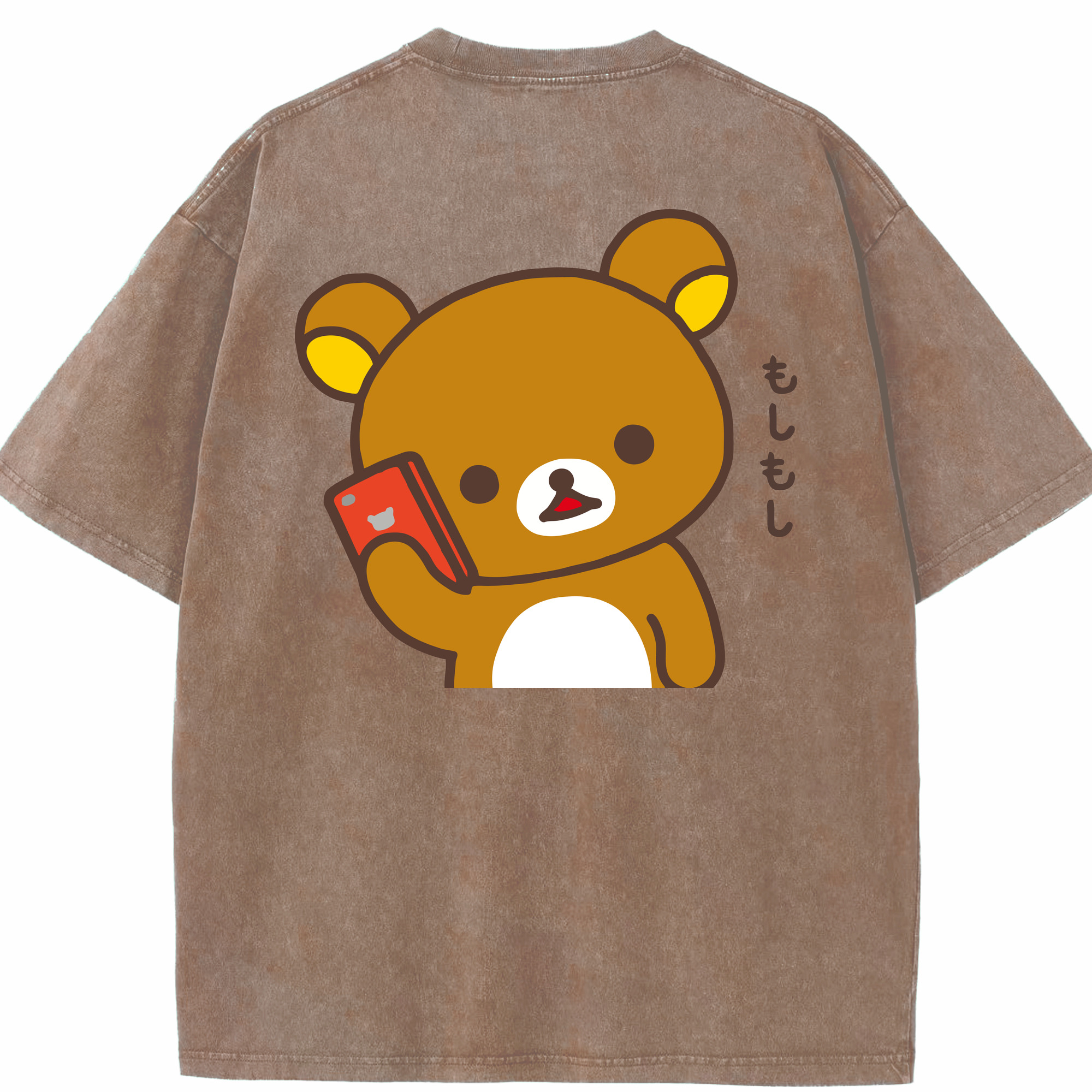（画像用） リラックマ リラックマ キイロイトリ Rilakkuma Korilakkuma Kiiroitori 綿100% ヴィンテージ風 半袖Tシャツ（背面プリント）
