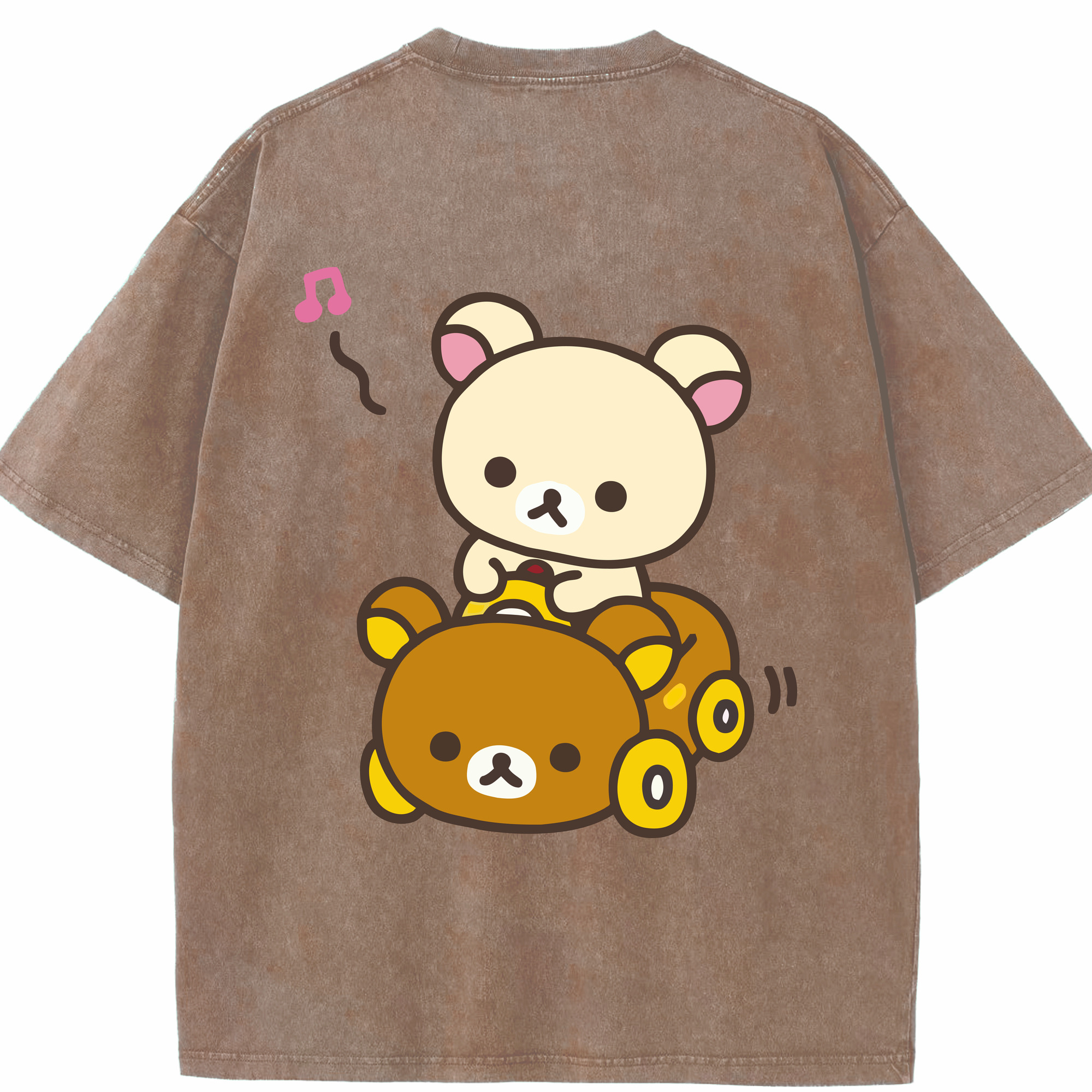 （画像用） リラックマ リラックマ キイロイトリ Rilakkuma Korilakkuma Kiiroitori 綿100% ヴィンテージ風 半袖Tシャツ（背面プリント）
