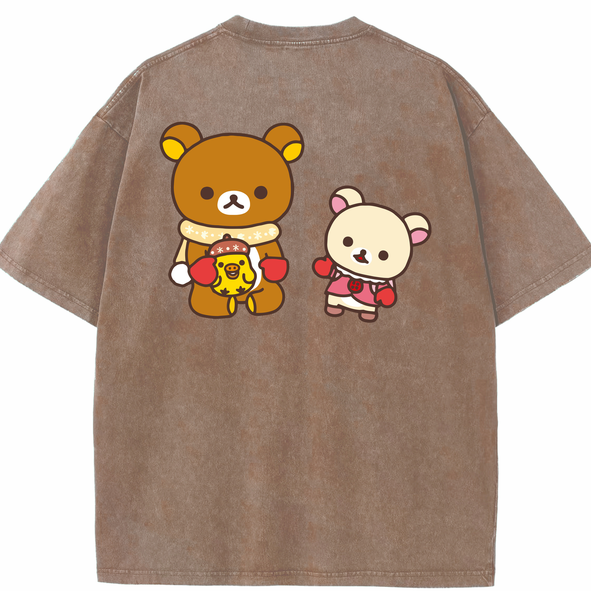 （画像用） リラックマ リラックマ キイロイトリ Rilakkuma Korilakkuma Kiiroitori 綿100% ヴィンテージ風 半袖Tシャツ（背面プリント）