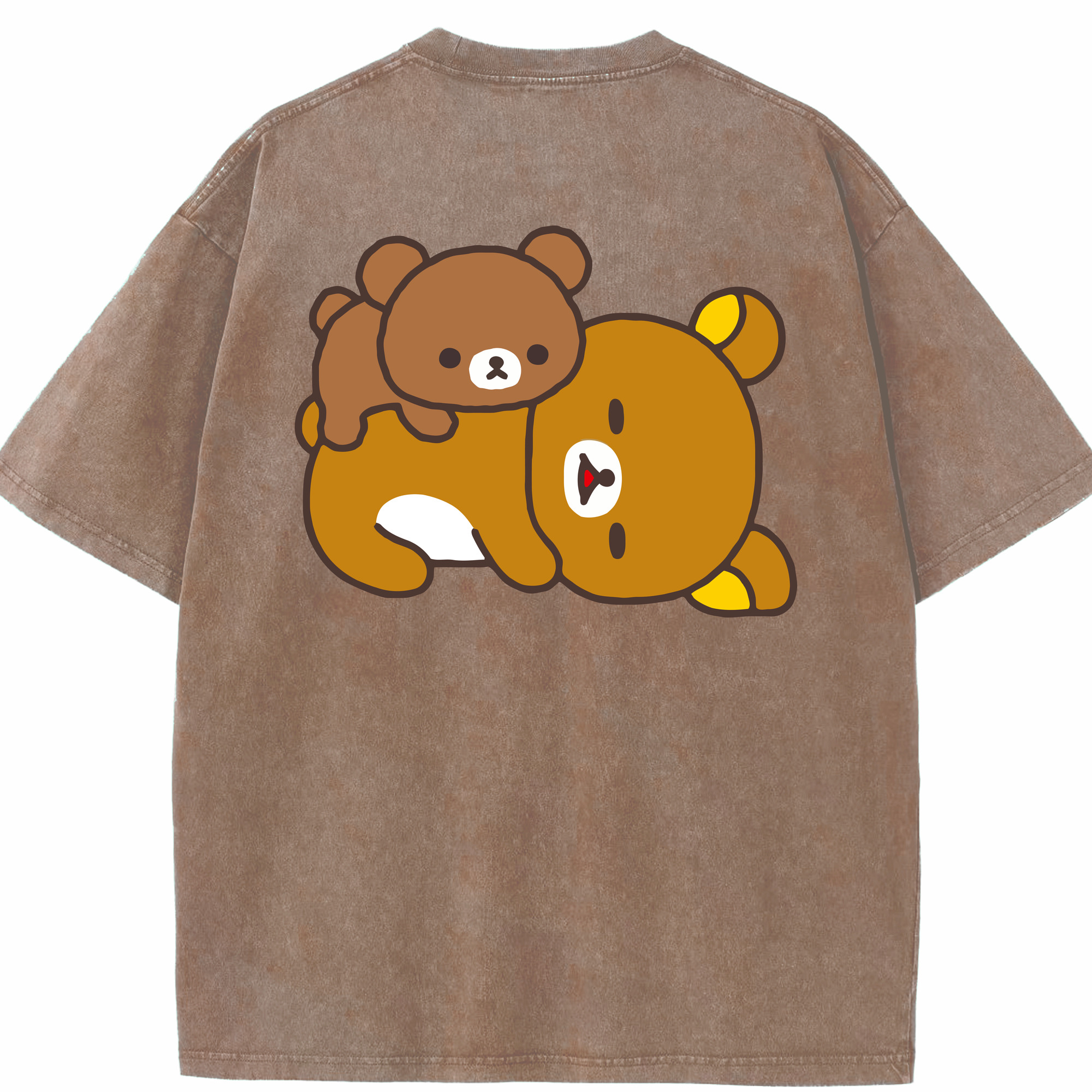 （画像用） リラックマ リラックマ キイロイトリ Rilakkuma Korilakkuma Kiiroitori 綿100% ヴィンテージ風 半袖Tシャツ（背面プリント）