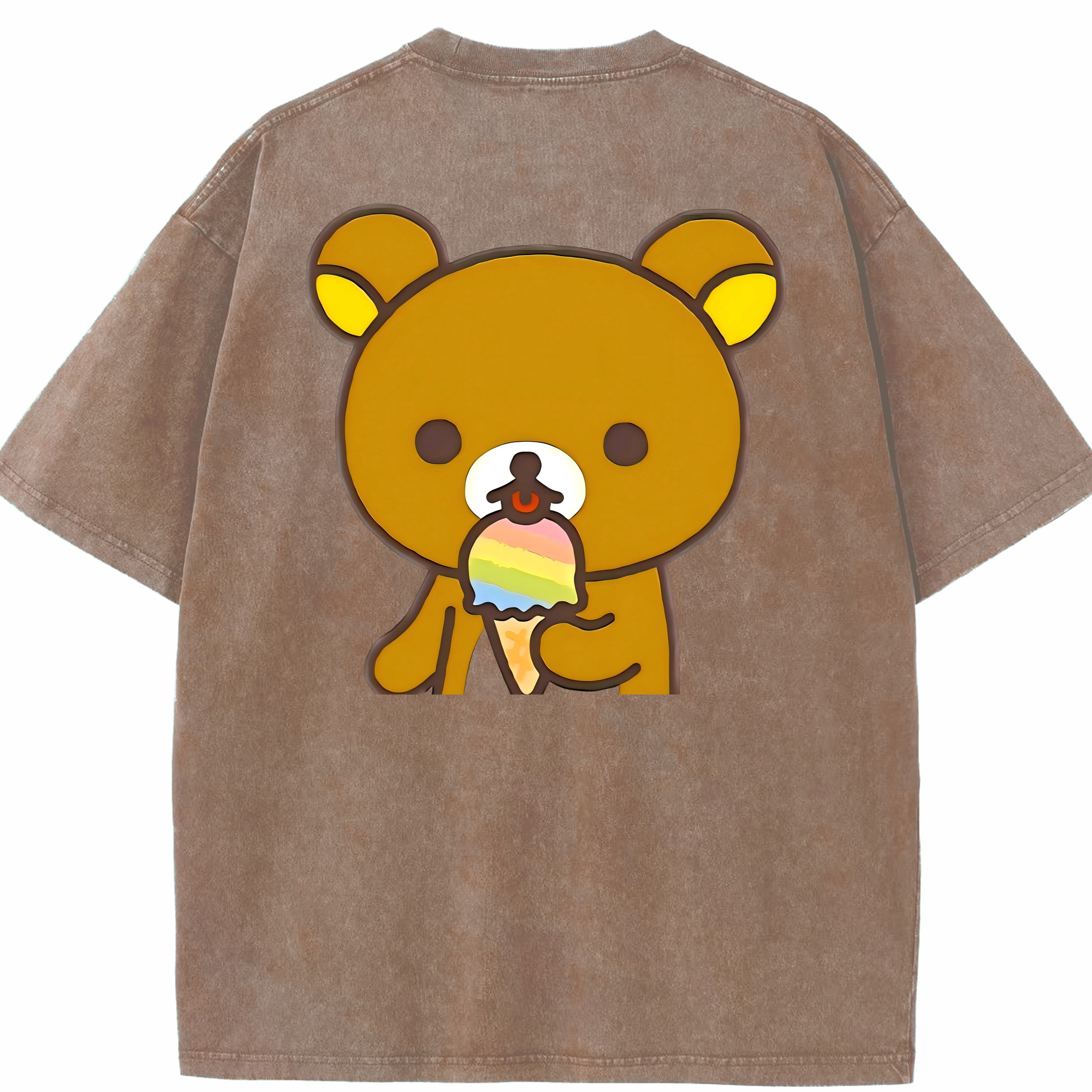 （画像用） リラックマ リラックマ キイロイトリ Rilakkuma Korilakkuma Kiiroitori 綿100% ヴィンテージ風 半袖Tシャツ（背面プリント）